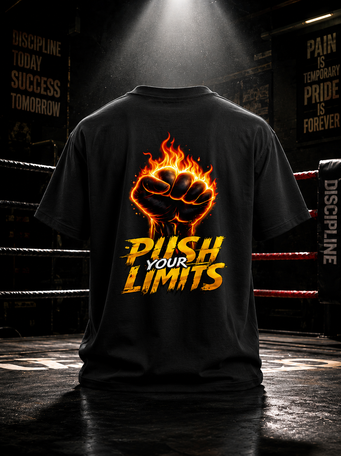 STASHBUDDY Push Your Limits Graphic T-Shirt | Motivational Gym Wear | Unisex Cotton Crew Neck Tee