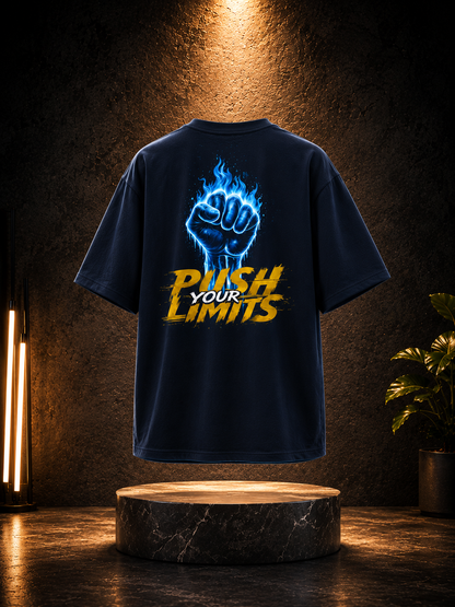STASHBUDDY Push Your Limits Oversized T-Shirt – Navy Blue