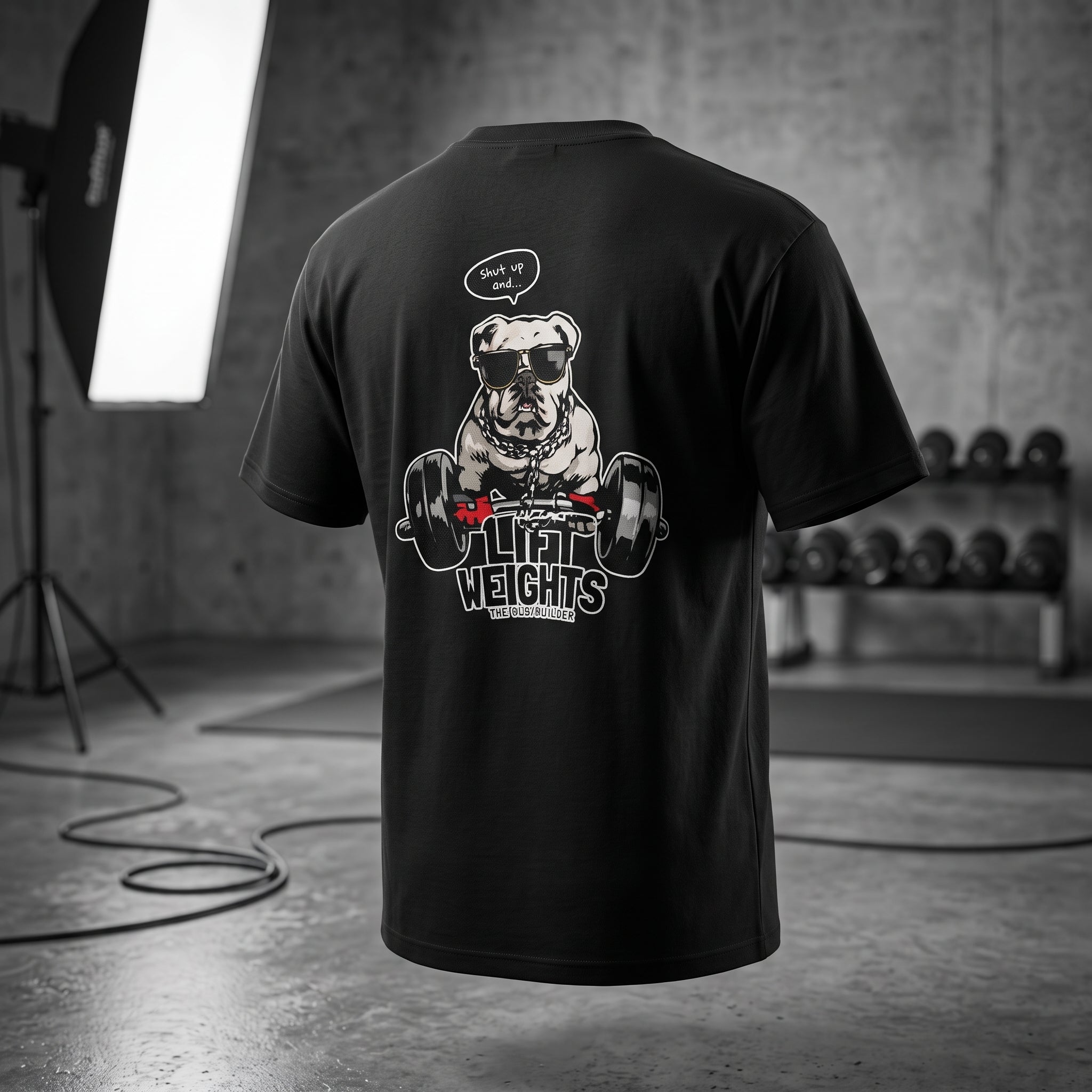 StashBuddy Lift Weights Bulldog Graphic T-Shirt | Unisex Gym & Streetwear Tee