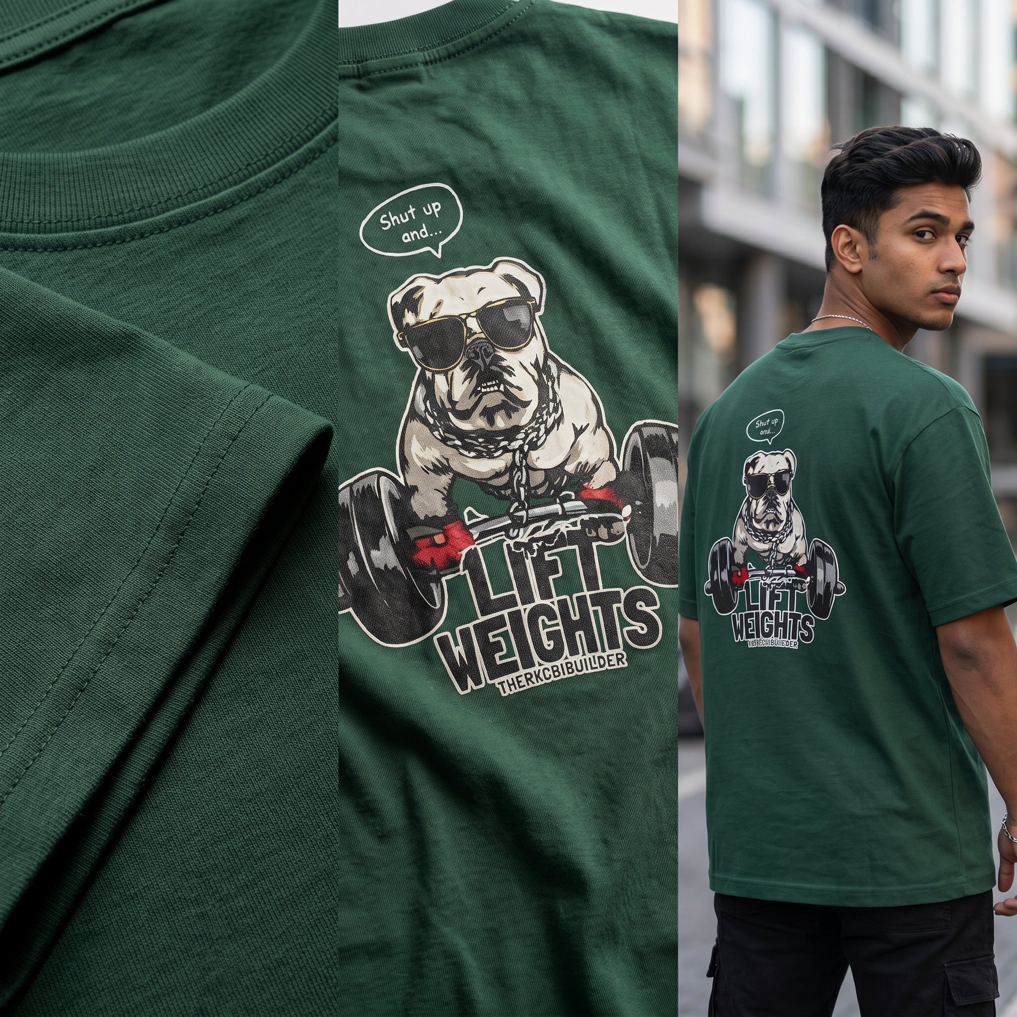 StashBuddy Lift Weights Bulldog Graphic T-Shirt | Unisex Gym & Streetwear Tee