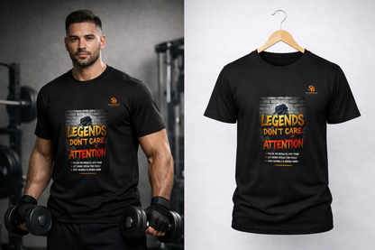 Legends Don’t Care Of Attention Graphic T-Shirt for Men | Premium Gym Streetwear Tee | StashBuddy