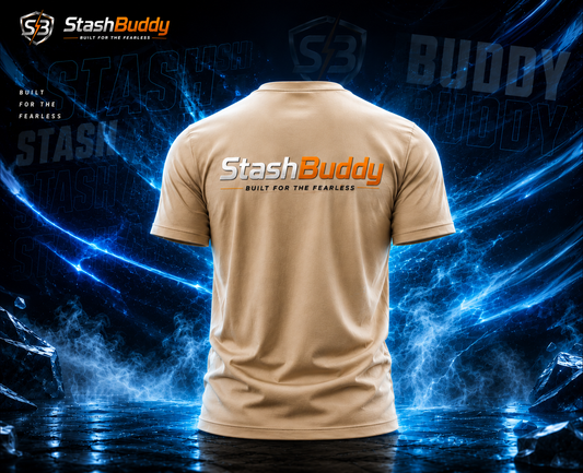 StashBuddy Premium Athletic Fit T-Shirt for Men | Built For The Fearless Beige Tee