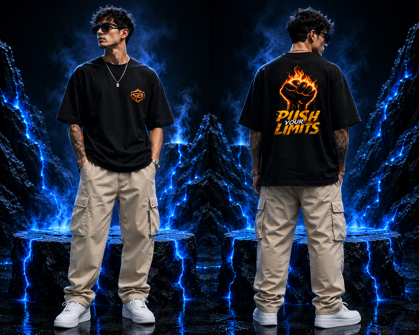 STASHBUDDY Inferno Fist Oversized T-Shirt