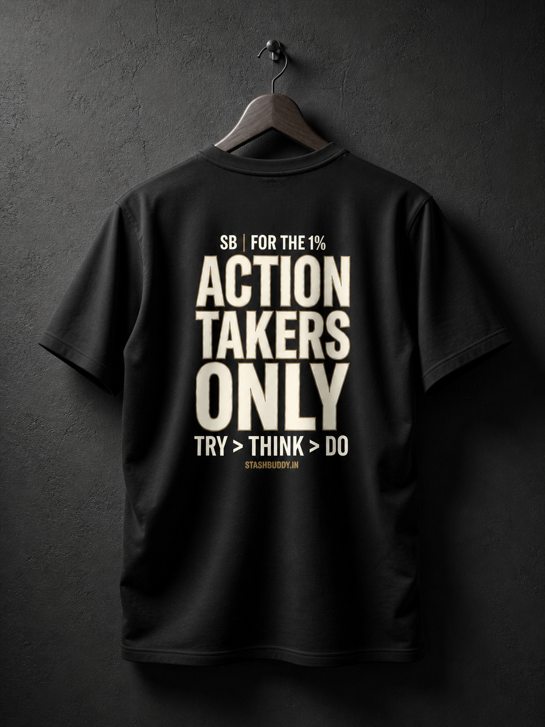 Action Takers Only Gym T-Shirt for Men | Motivational Workout Tee | Premium Black Streetwear | StashBuddy