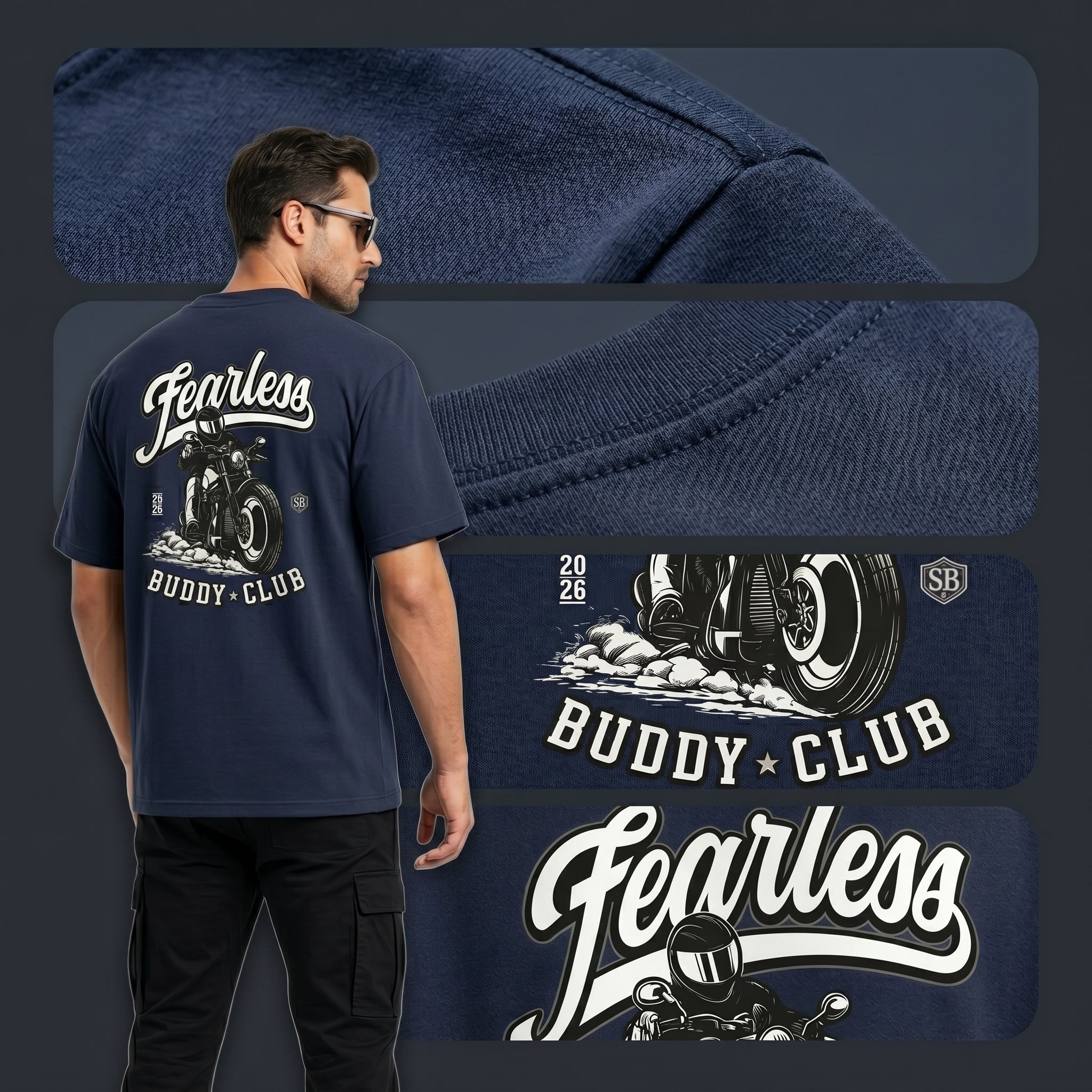 STASHBUDDY Fearless Buddy Club Oversized Graphic T-Shirt for Men & Women | Premium Cotton Streetwear Tee
