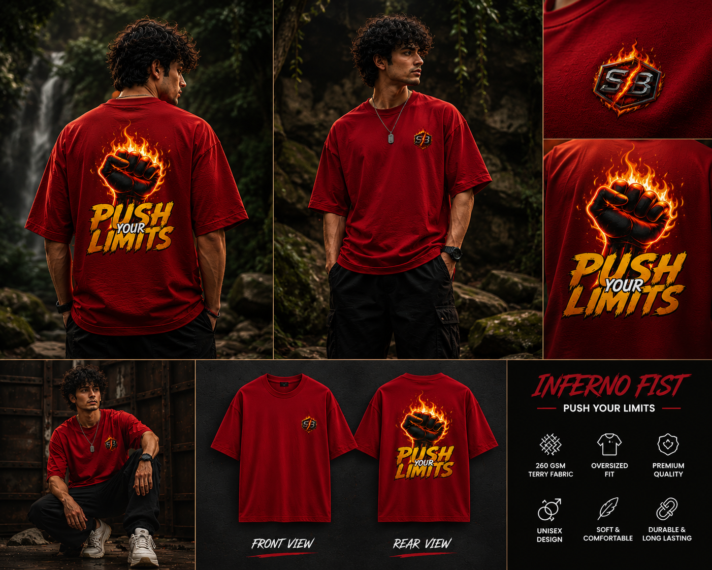 STASHBUDDY Inferno Fist Oversized Tee
