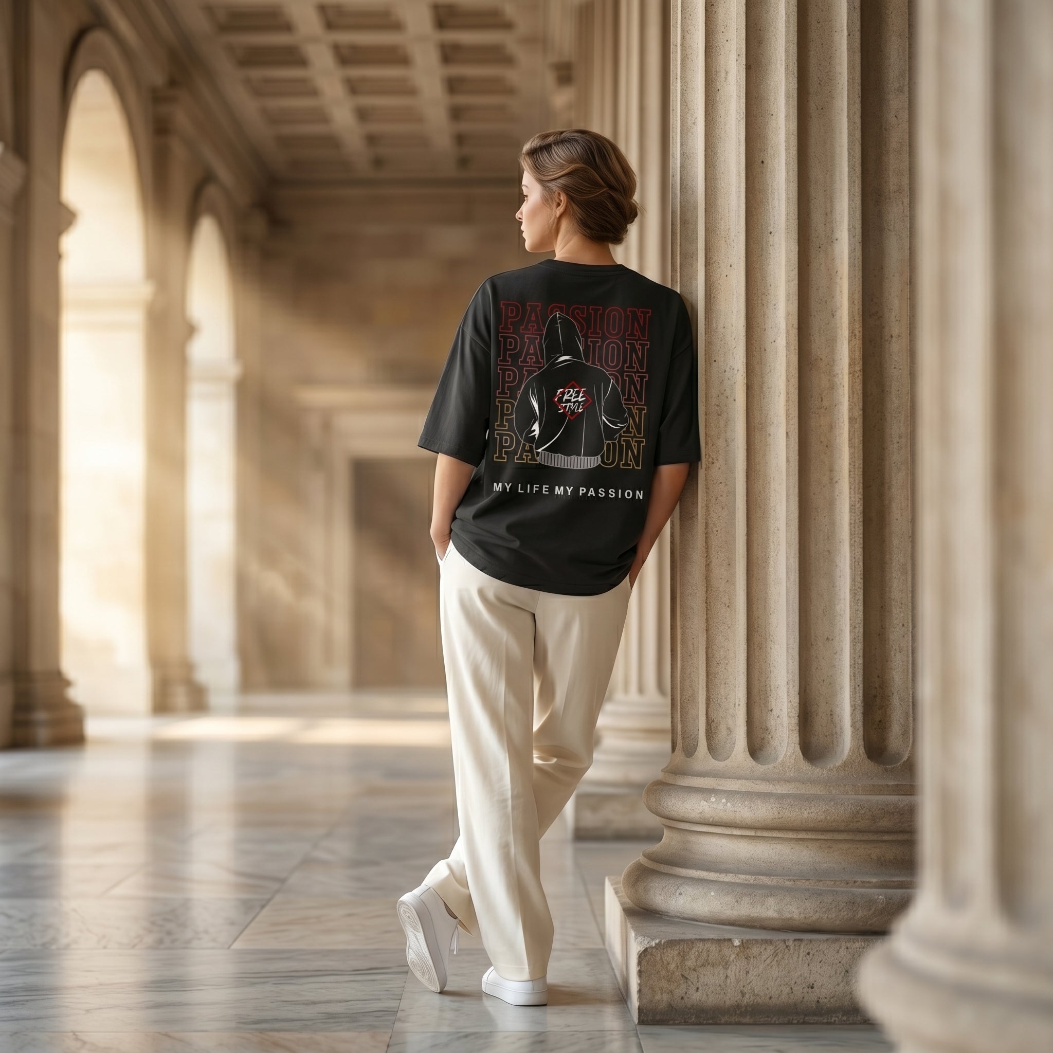 Passion Graphic Oversized T-Shirt for Men & Women | Premium Cotton Back Print Tee