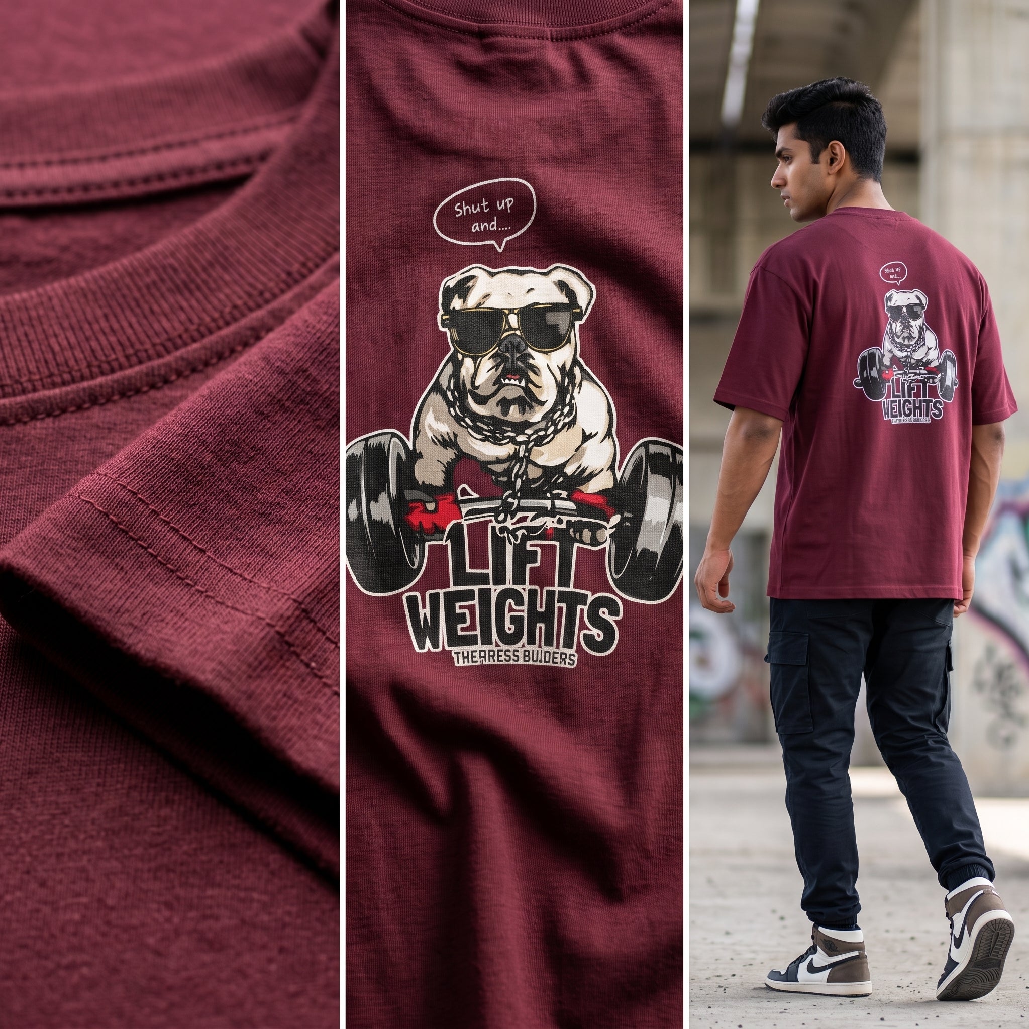 StashBuddy Lift Weights Bulldog Graphic T-Shirt | Unisex Gym & Streetwear Tee