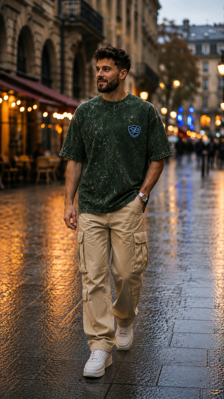 STASHBUDDY Forest Shield Oversized Acid Wash T-Shirt ⭐