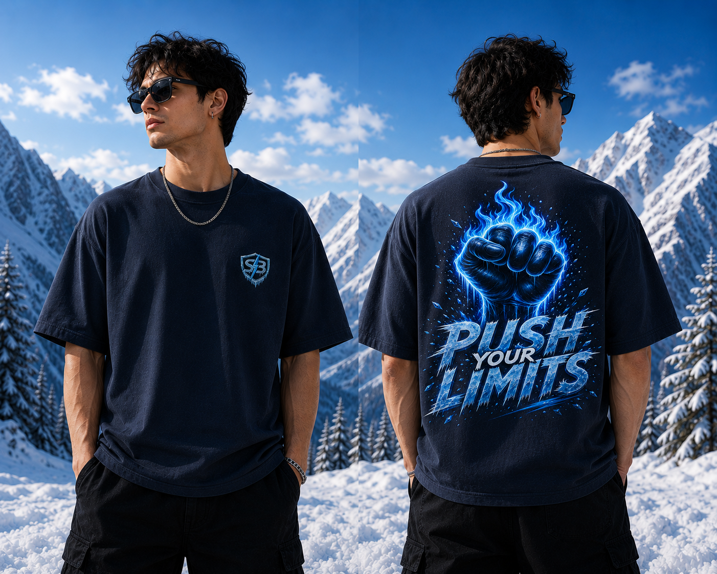 STASHBUDDY Inferno Frost Fist Oversized T-Shirt