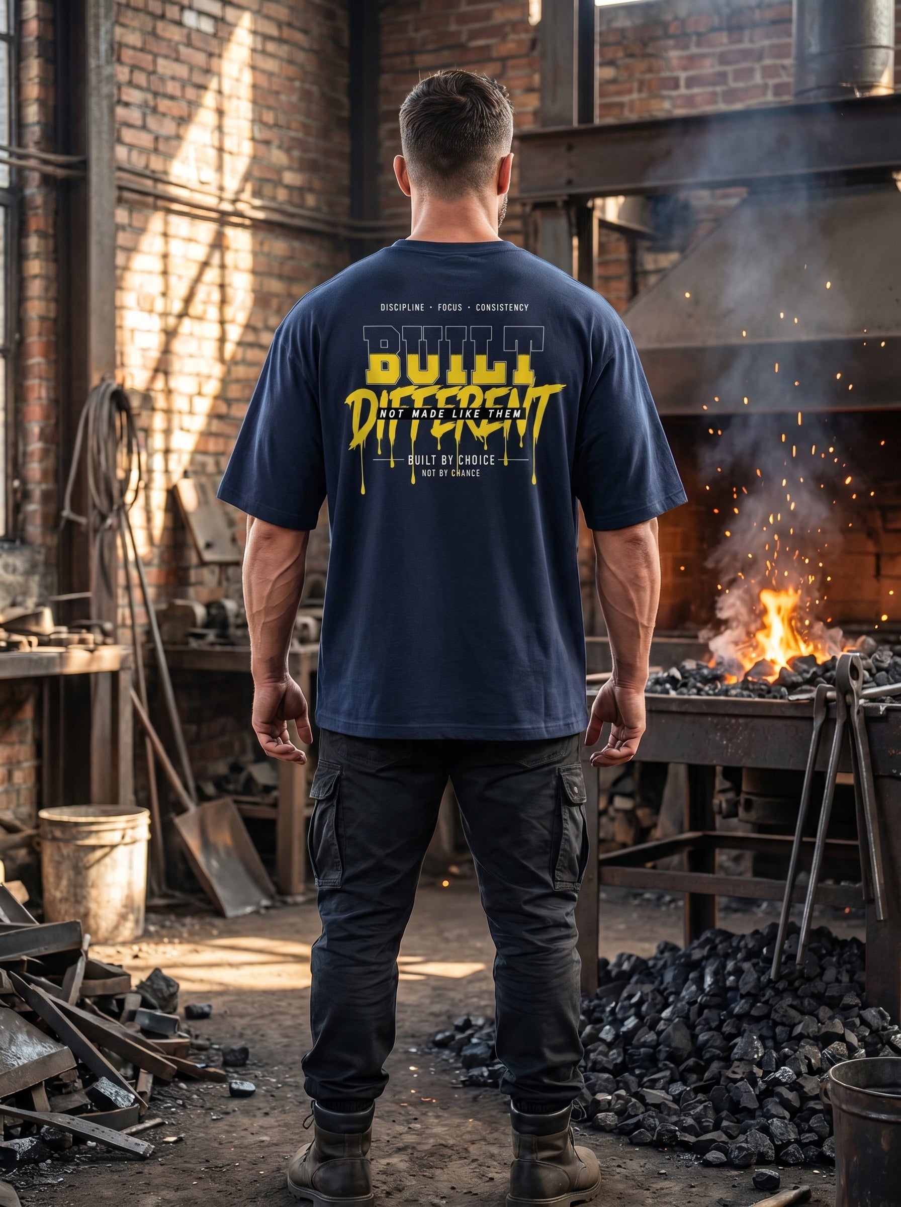 STASHBUDDY Built Different Oversized T-Shirt