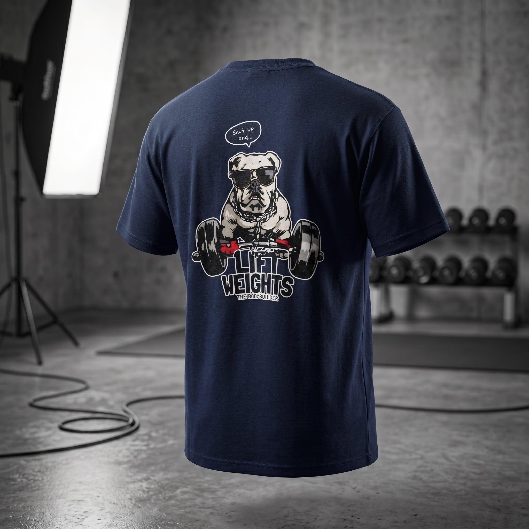 StashBuddy Lift Weights Bulldog Graphic T-Shirt | Unisex Gym & Streetwear Tee