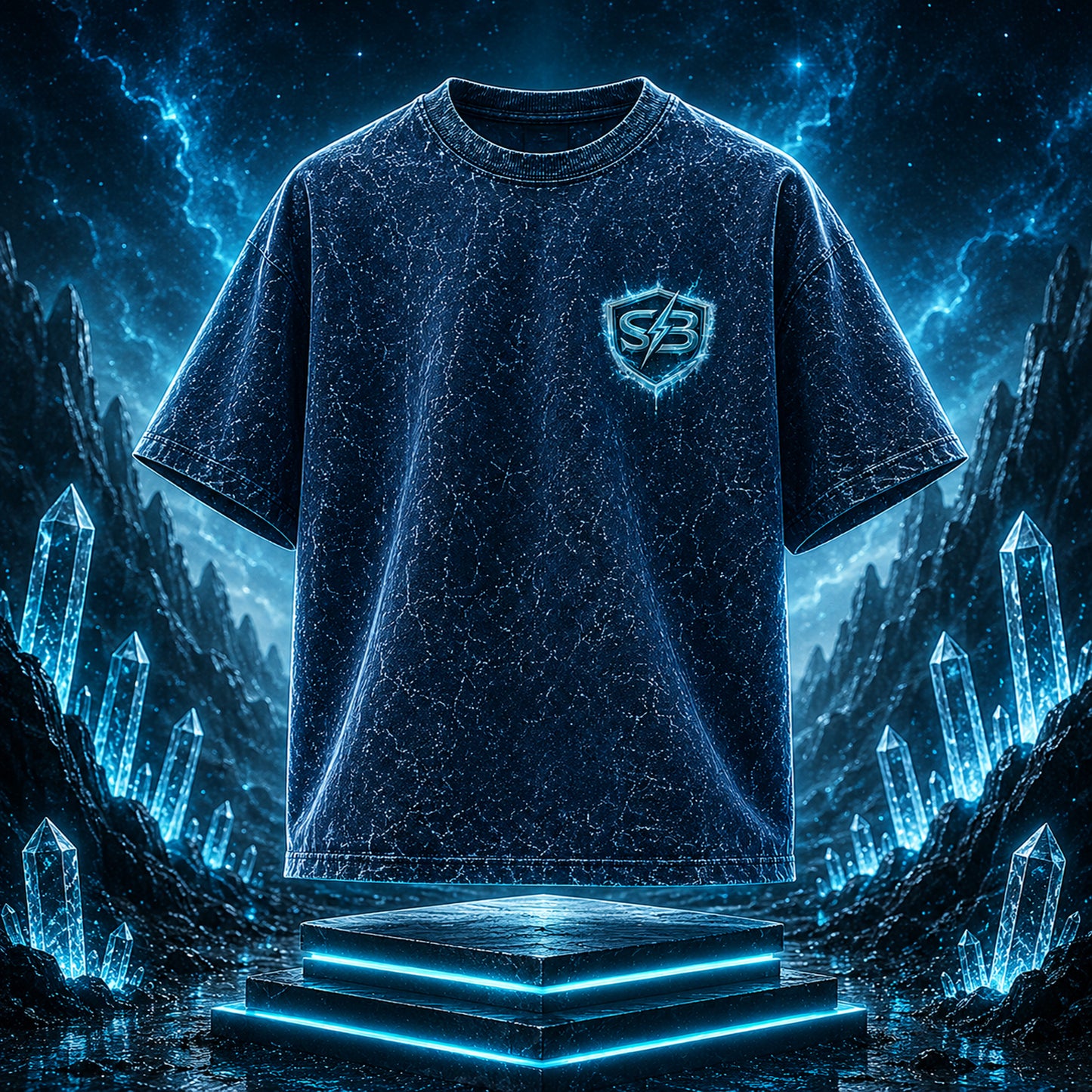 STASHBUDDY Aqua Shield Acid Wash Oversized T-Shirt⭐