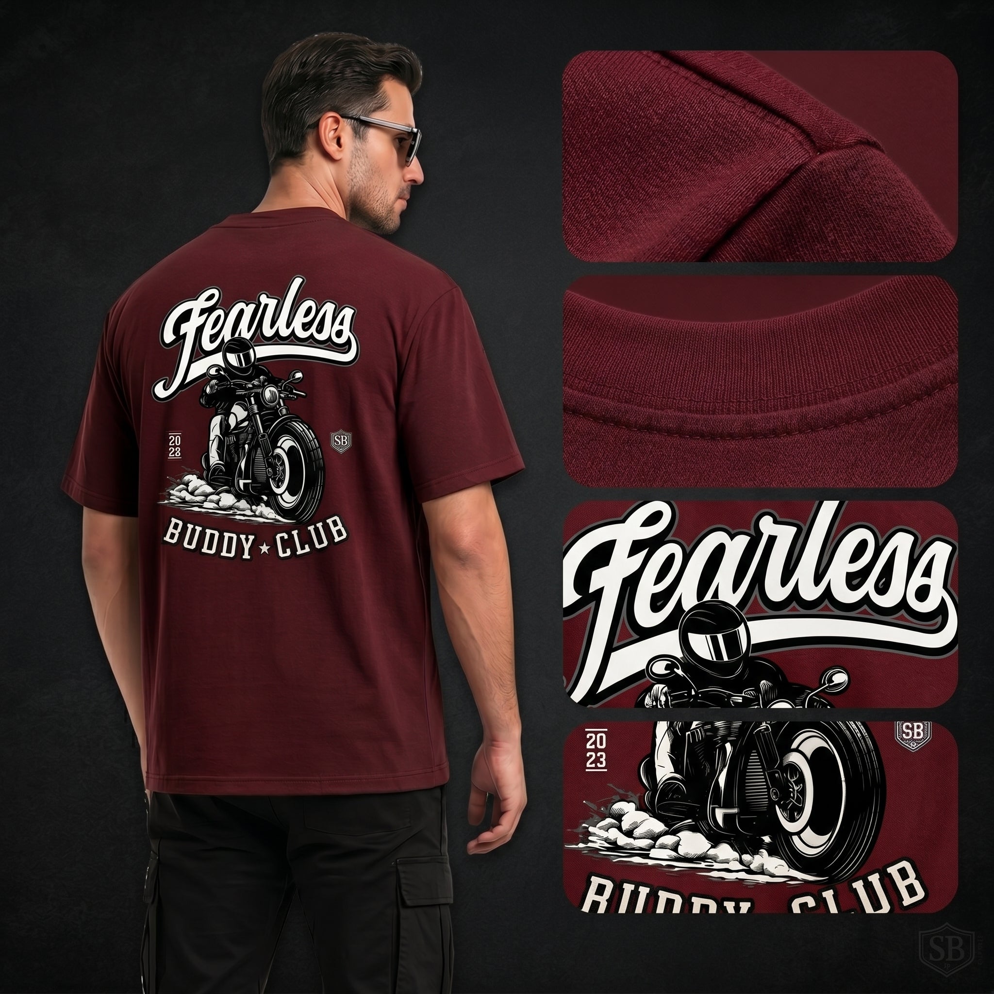 STASHBUDDY Fearless Buddy Club Graphic T-Shirt for Men & Women | Premium Cotton Printed T-Shirt