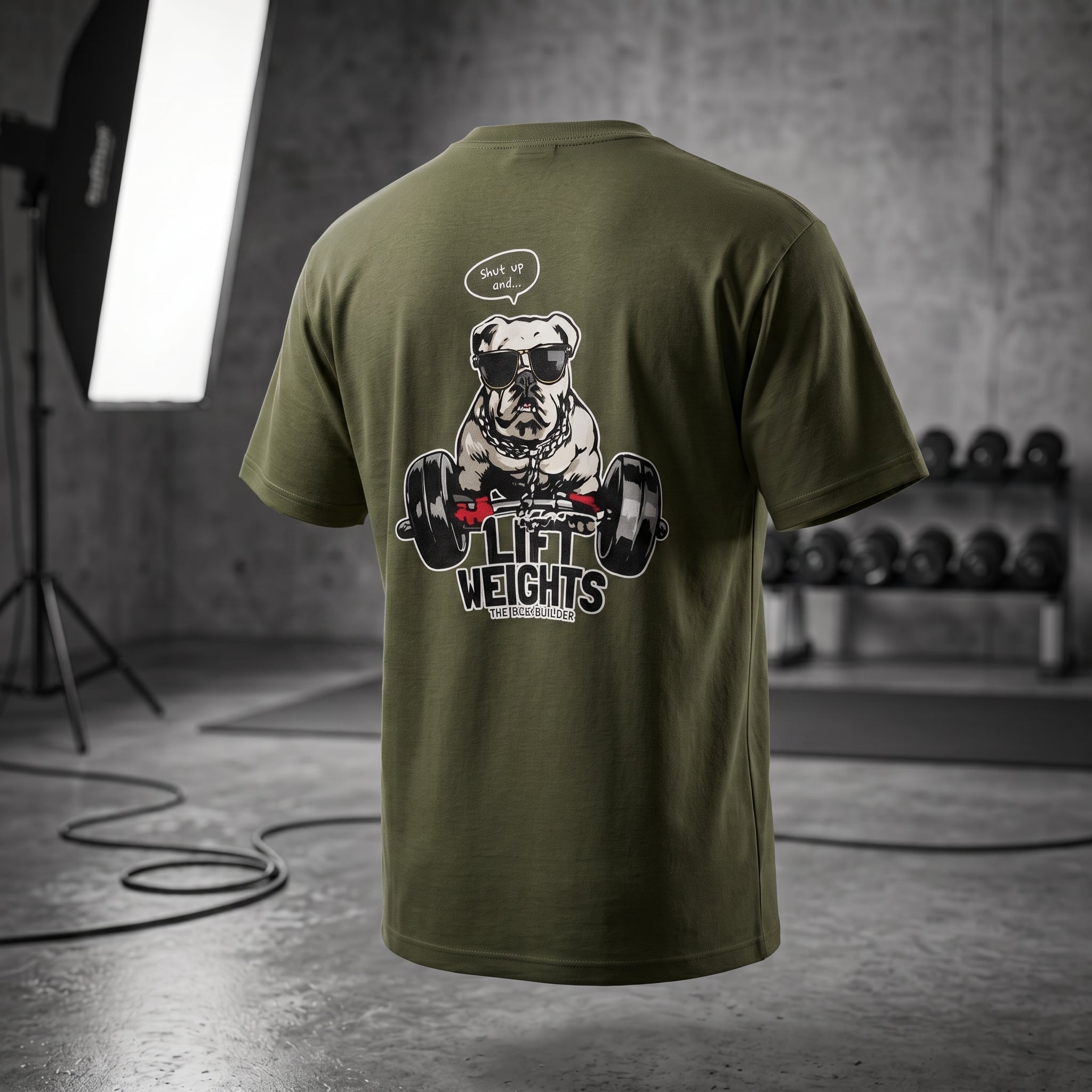 StashBuddy Lift Weights Bulldog Graphic T-Shirt | Unisex Gym & Streetwear Tee