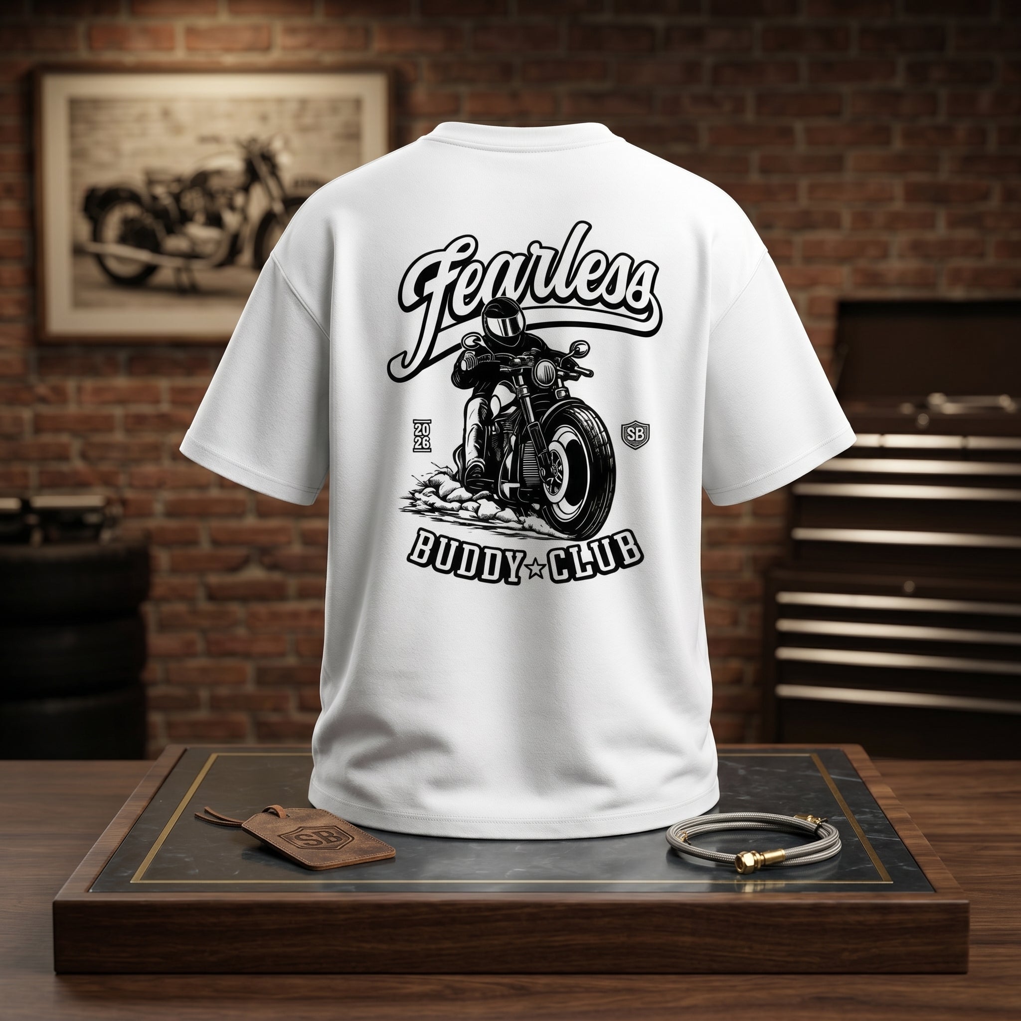 STASHBUDDY Fearless Buddy Club Oversized Graphic T-Shirt for Men & Women | Premium Cotton Streetwear Tee