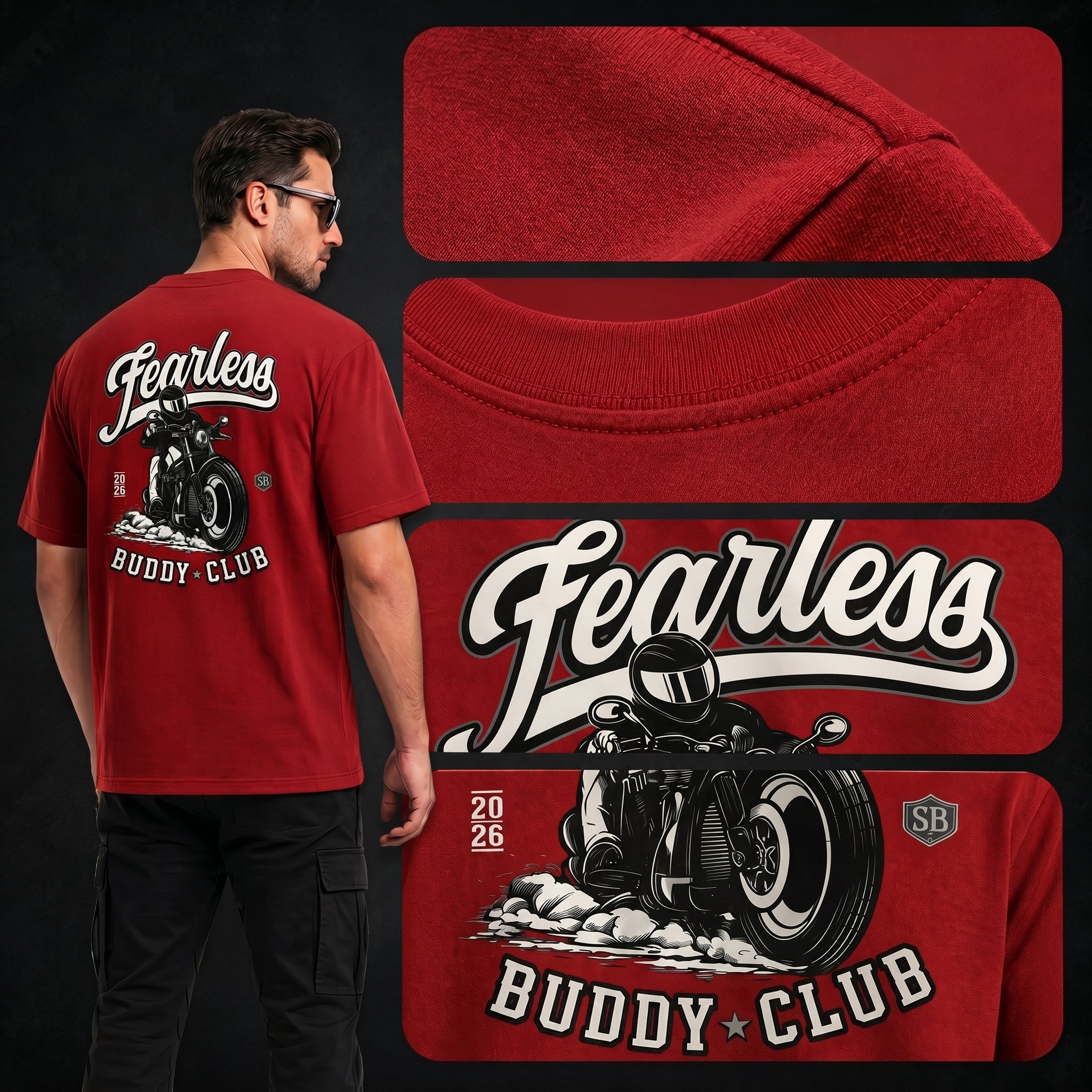 STASHBUDDY Fearless Buddy Club Graphic T-Shirt for Men & Women | Premium Cotton Printed T-Shirt