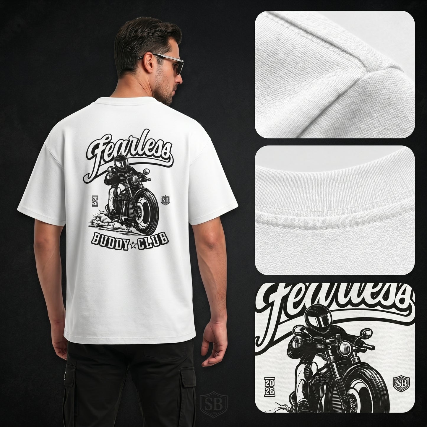 STASHBUDDY Fearless Buddy Club Graphic T-Shirt for Men & Women | Premium Cotton Printed T-Shirt