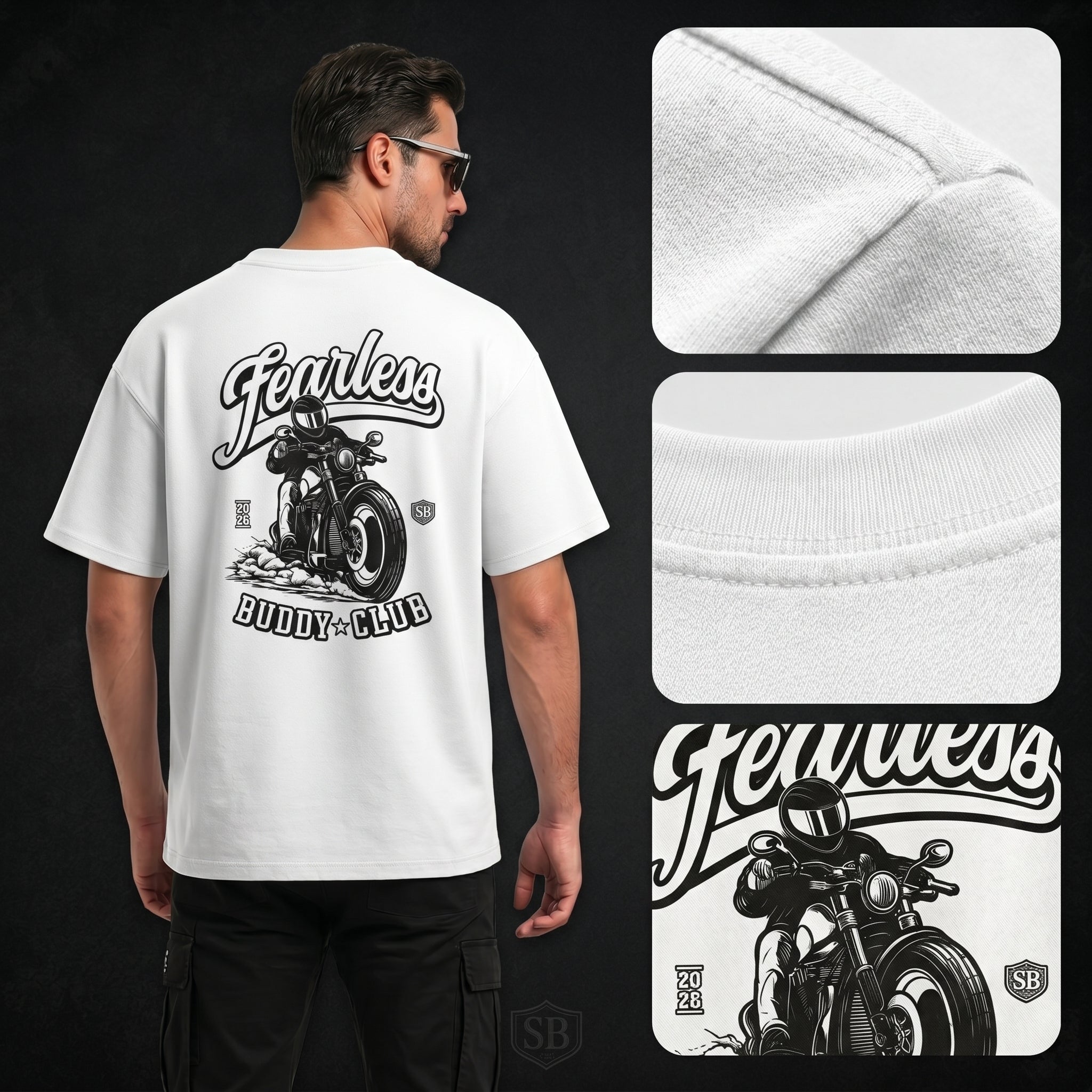 STASHBUDDY Fearless Buddy Club Graphic T-Shirt for Men & Women | Premium Cotton Printed T-Shirt