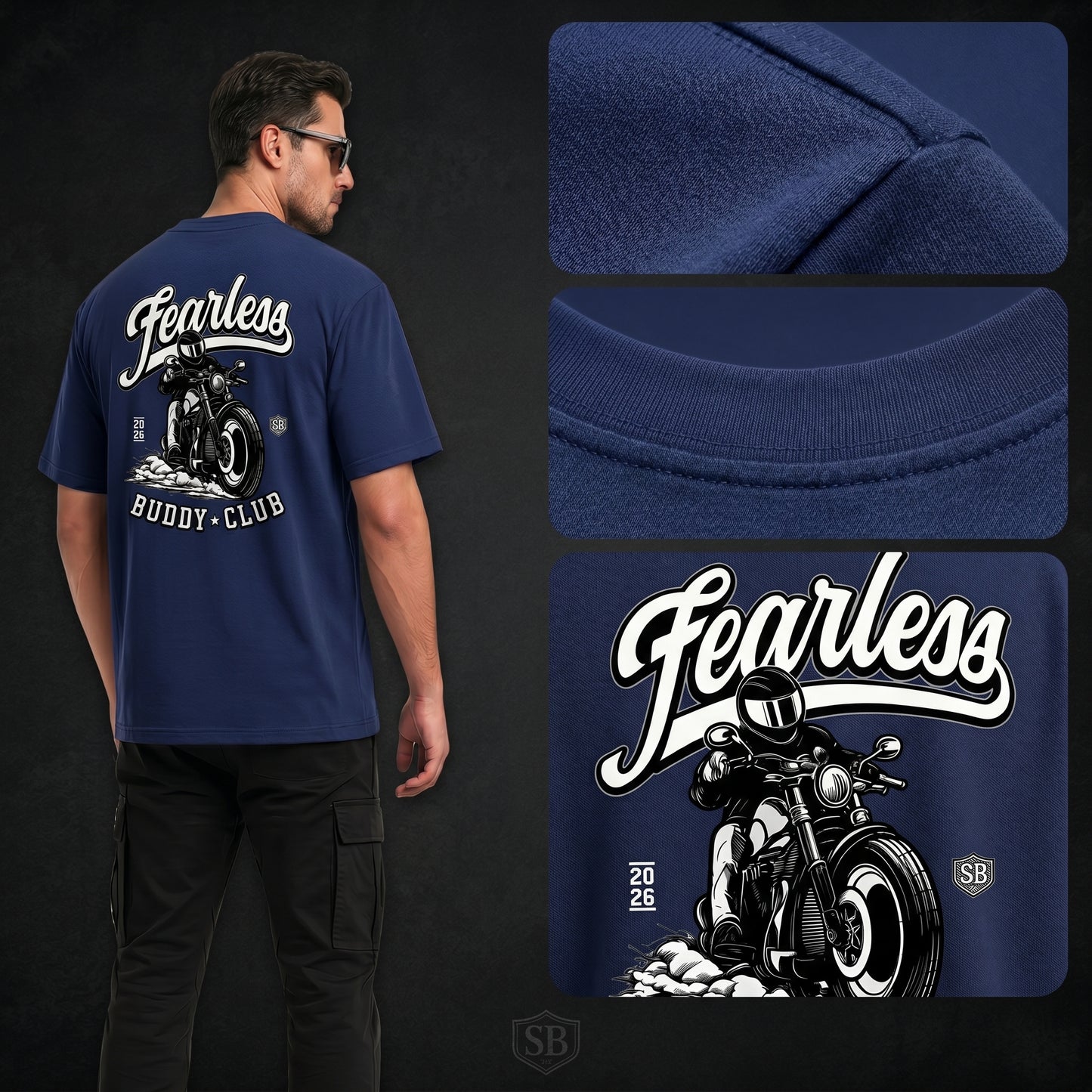 STASHBUDDY Fearless Buddy Club Graphic T-Shirt for Men & Women | Premium Cotton Printed T-Shirt