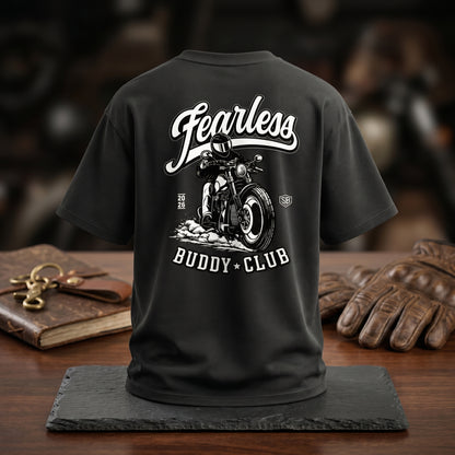 STASHBUDDY Fearless Buddy Club Graphic T-Shirt for Men & Women | Premium Cotton Printed T-Shirt