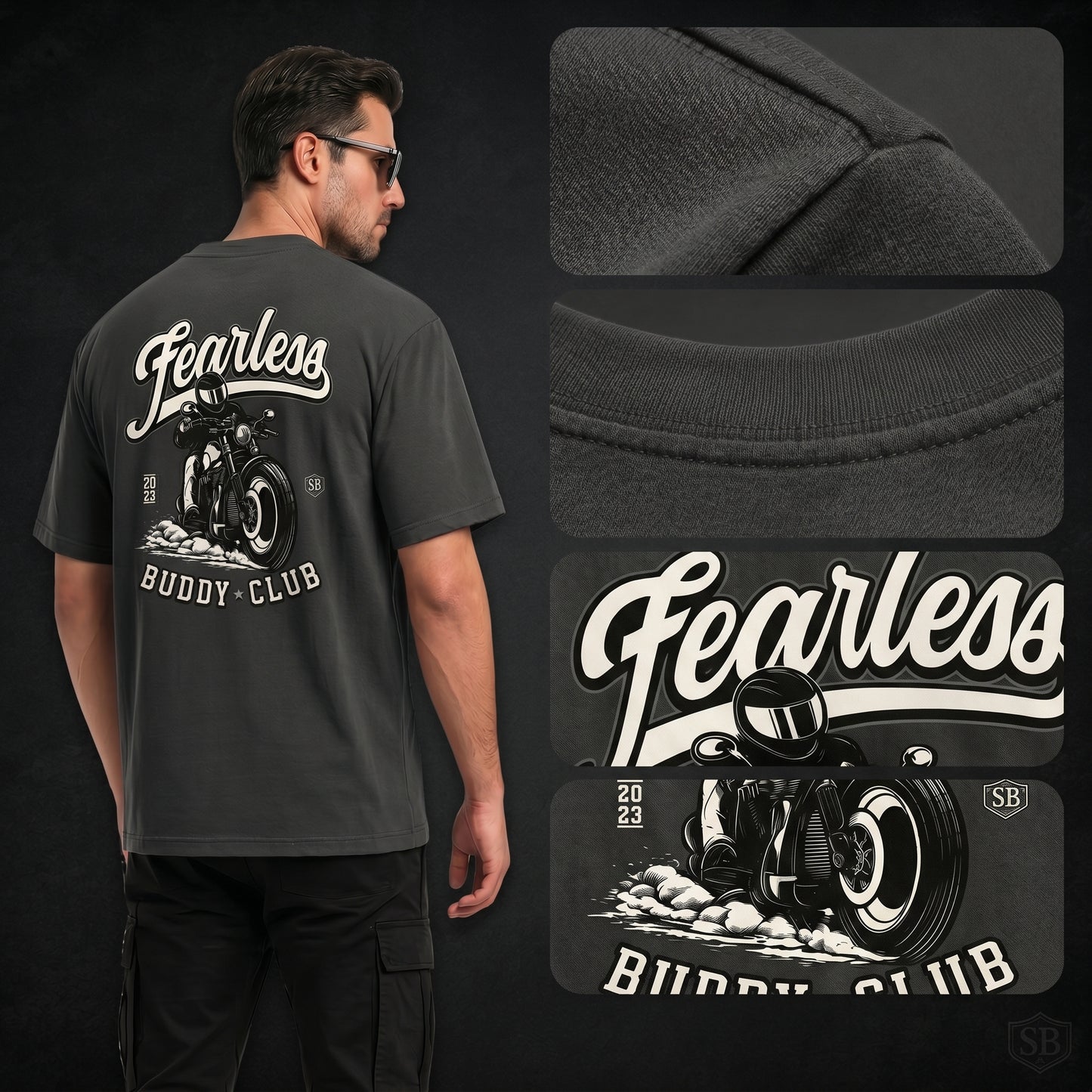 STASHBUDDY Fearless Buddy Club Graphic T-Shirt for Men & Women | Premium Cotton Printed T-Shirt