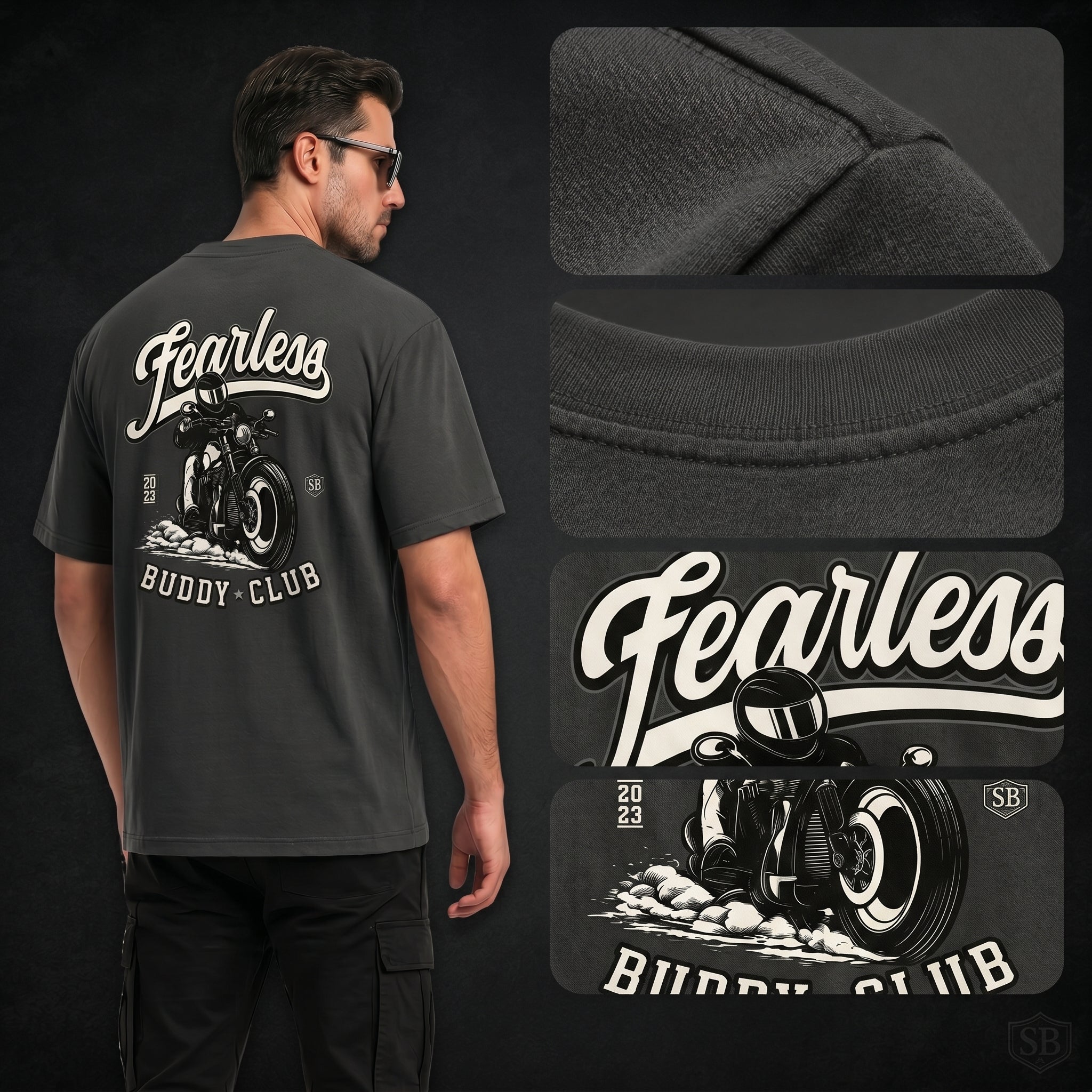 STASHBUDDY Fearless Buddy Club Graphic T-Shirt for Men & Women | Premium Cotton Printed T-Shirt