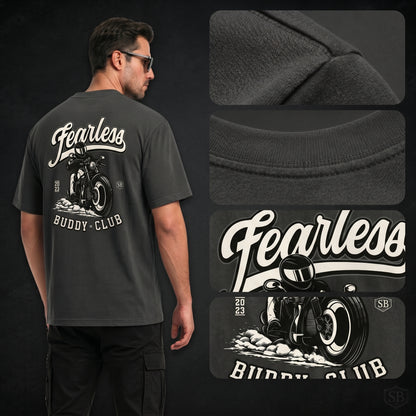 STASHBUDDY Fearless Buddy Club Graphic T-Shirt for Men & Women | Premium Cotton Printed T-Shirt