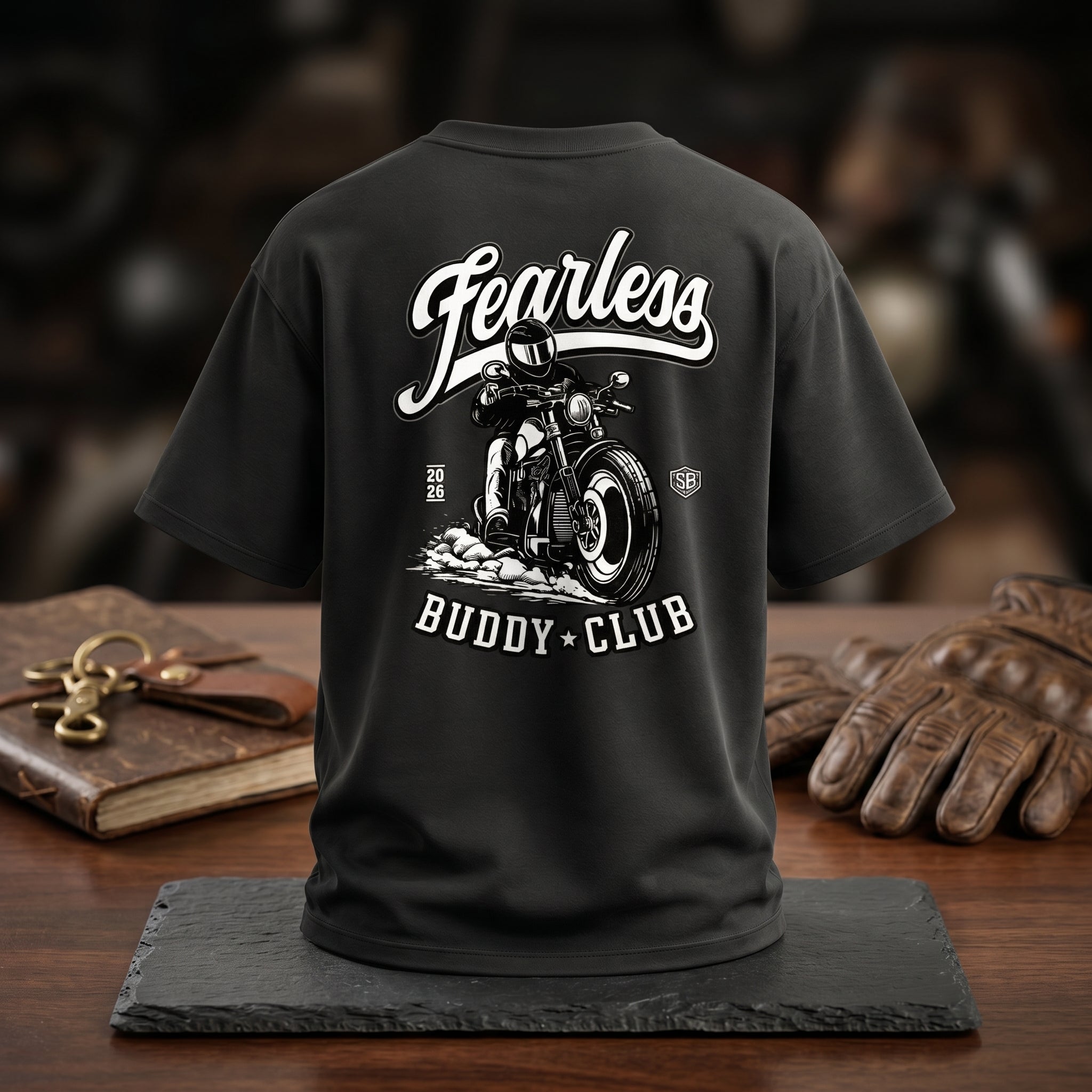 STASHBUDDY Fearless Buddy Club Oversized Graphic T-Shirt for Men & Women | Premium Cotton Streetwear Tee