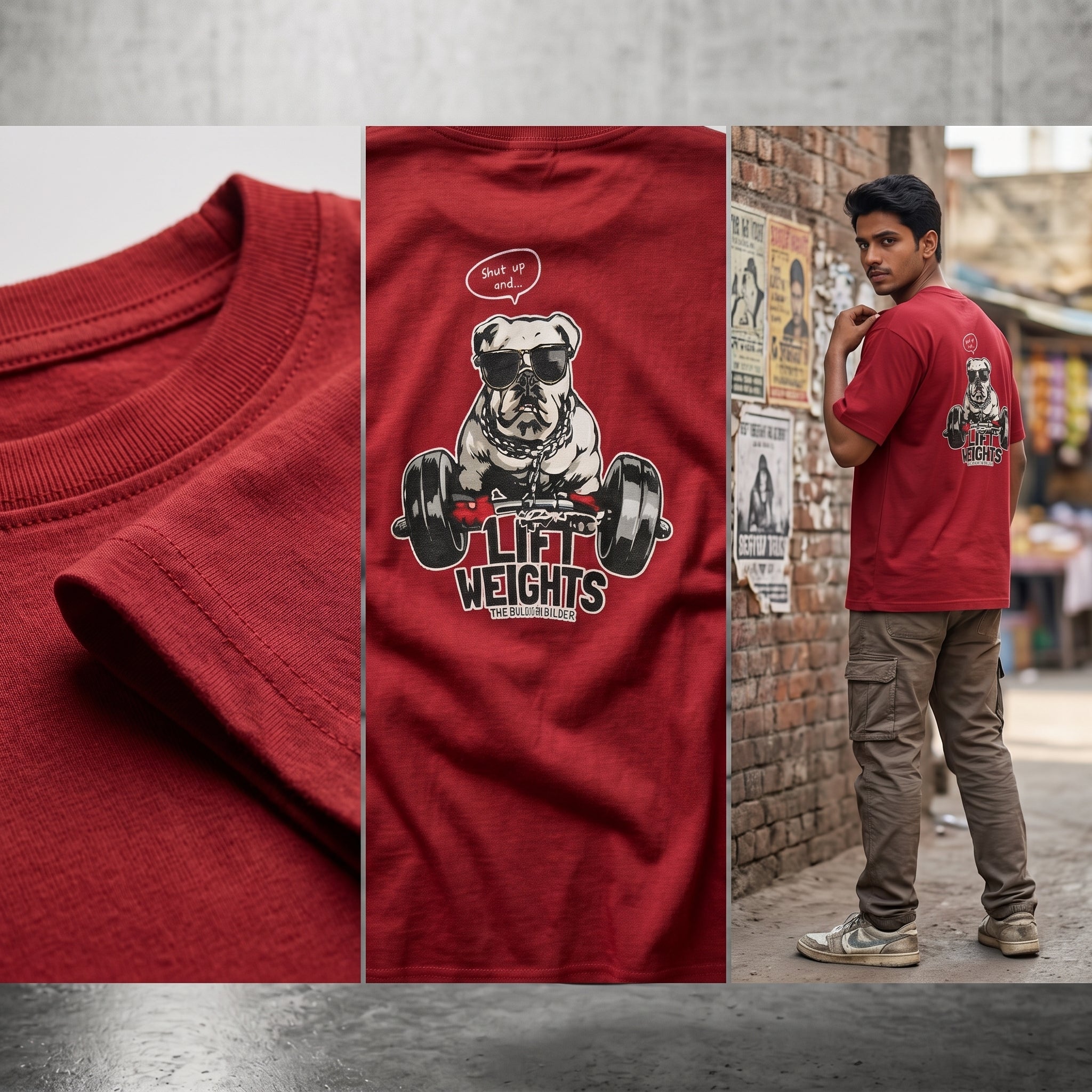 StashBuddy Lift Weights Bulldog Graphic T-Shirt | Unisex Gym & Streetwear Tee