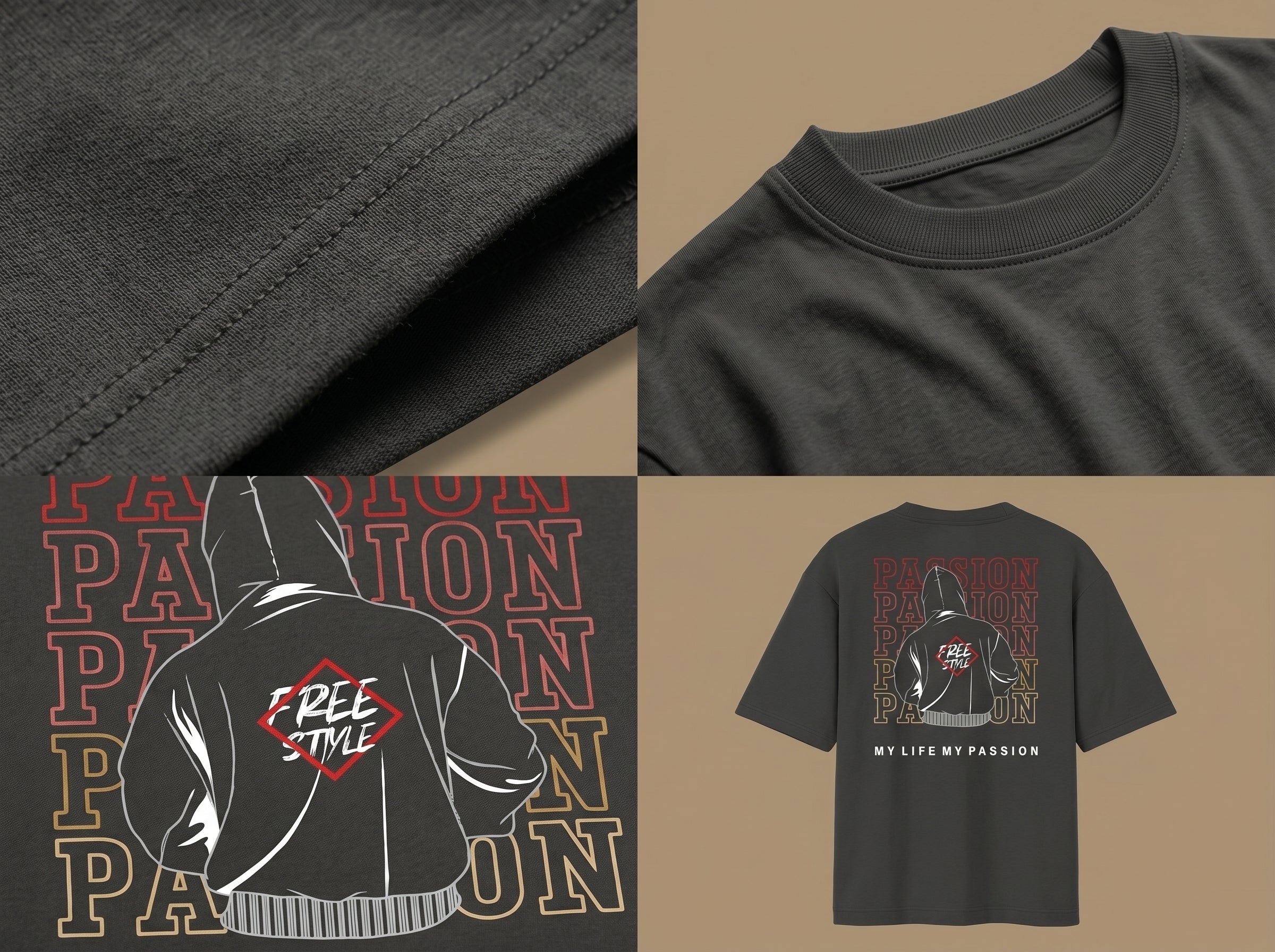 Passion Graphic Oversized T-Shirt for Men & Women | Premium Cotton Back Print Tee