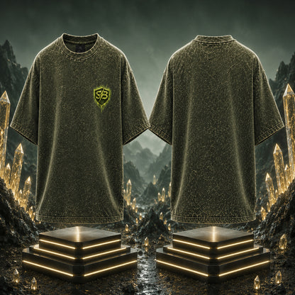 STASHBUDDY Sage Shield Acid Wash Oversized T-Shirt ⭐