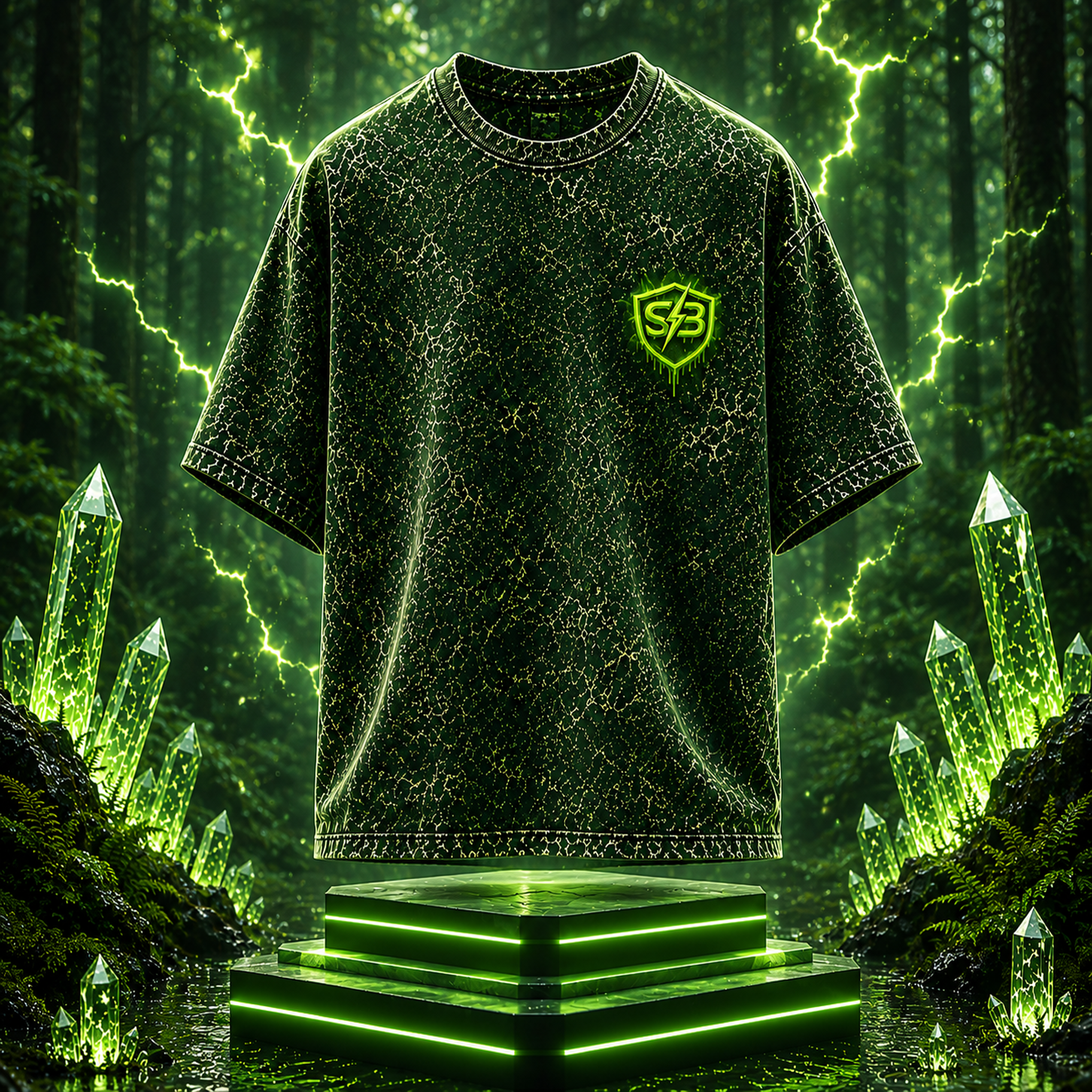 STASHBUDDY Forest Shield Oversized Acid Wash T-Shirt ⭐