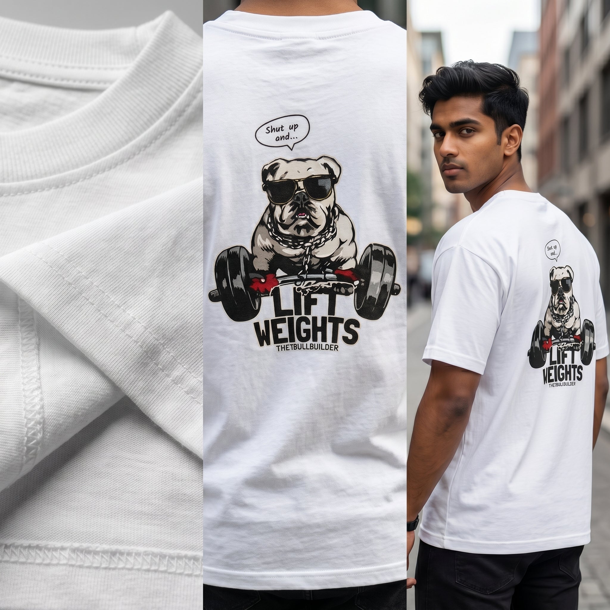StashBuddy Lift Weights Bulldog Graphic T-Shirt | Unisex Gym & Streetwear Tee