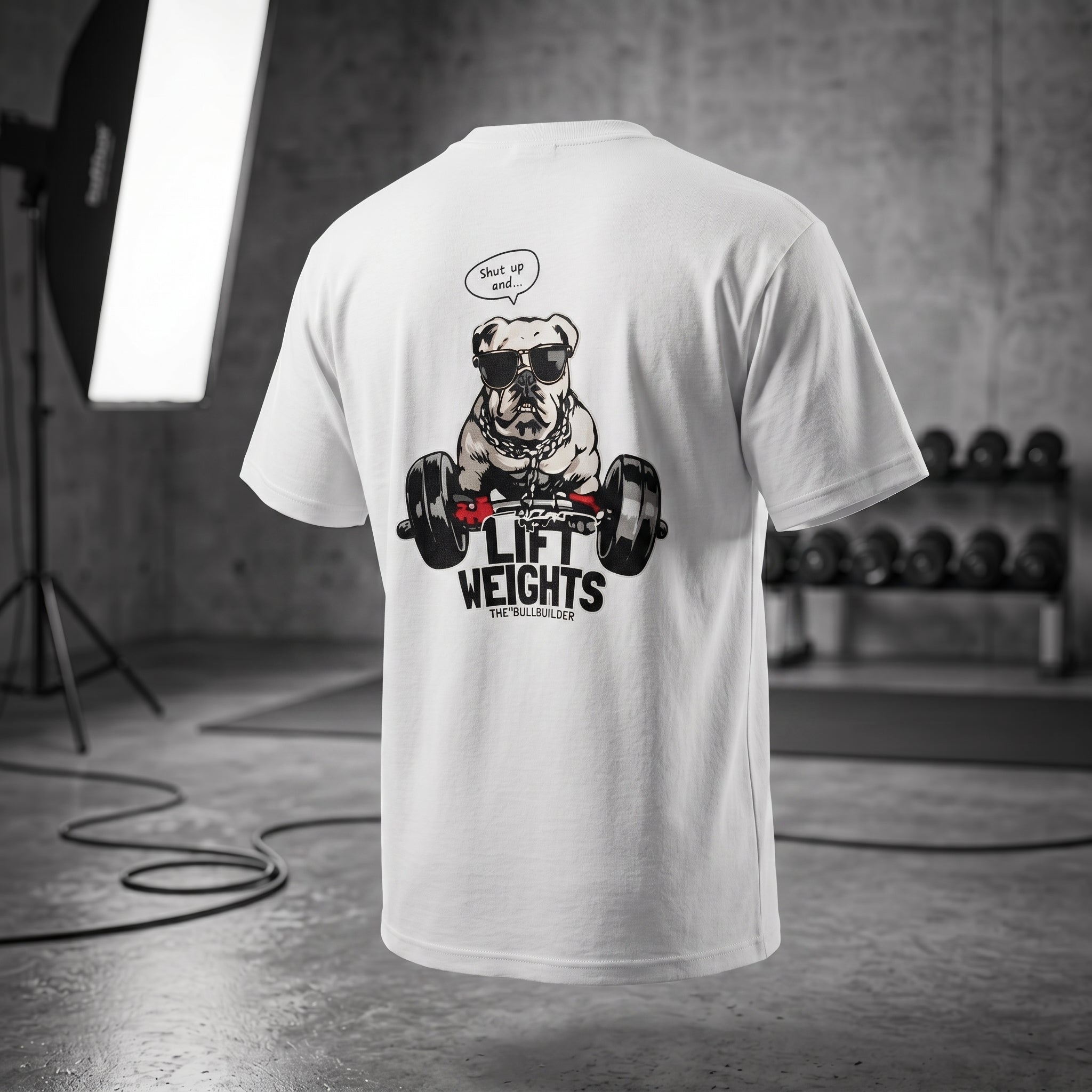 StashBuddy Lift Weights Bulldog Graphic T-Shirt | Unisex Gym & Streetwear Tee