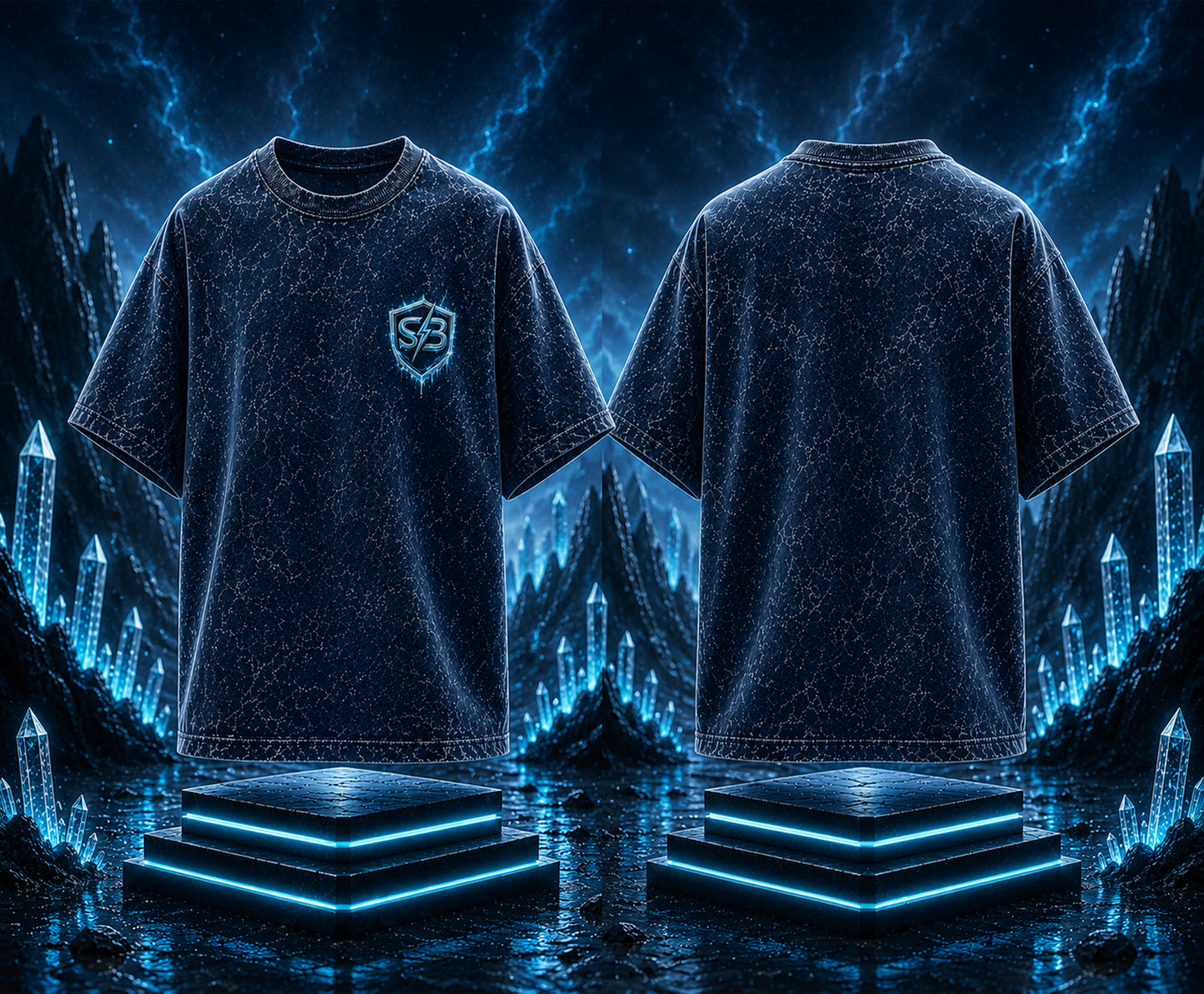 STASHBUDDY Aqua Shield Acid Wash Oversized T-Shirt⭐