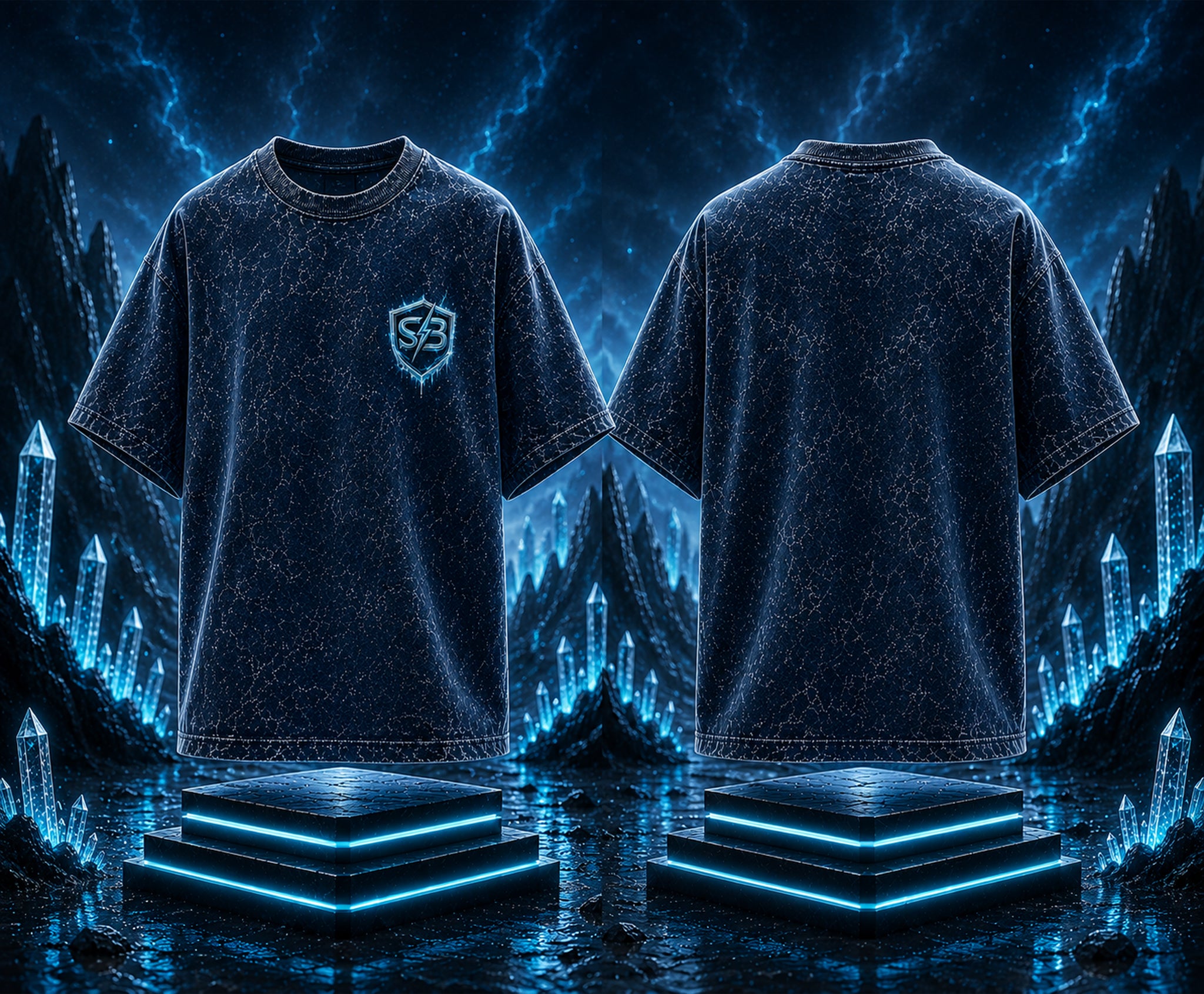 STASHBUDDY Aqua Shield Acid Wash Oversized T-Shirt⭐