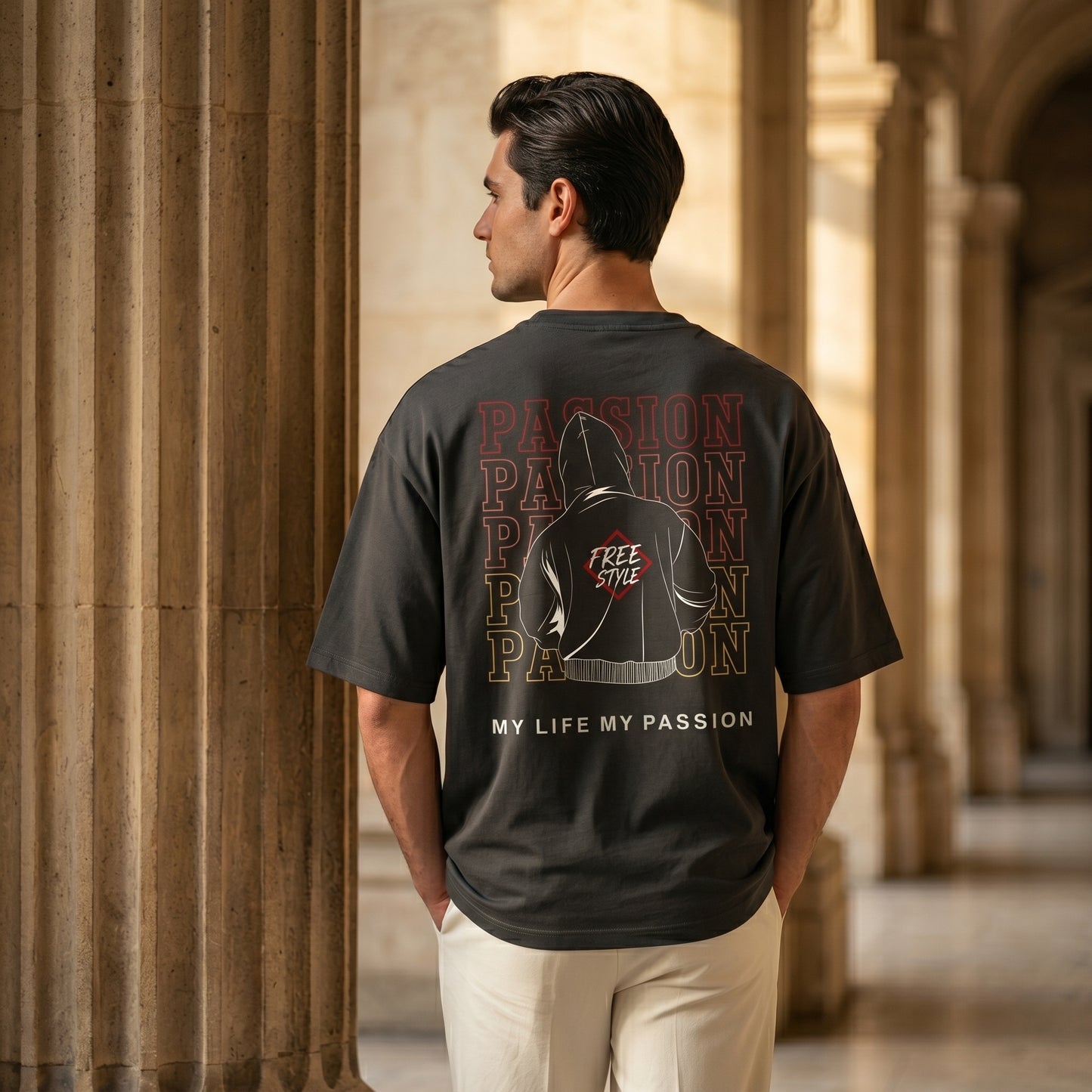 Passion Graphic Oversized T-Shirt for Men & Women | Premium Cotton Back Print Tee