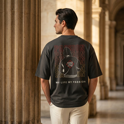 Passion Graphic Oversized T-Shirt for Men & Women | Premium Cotton Back Print Tee