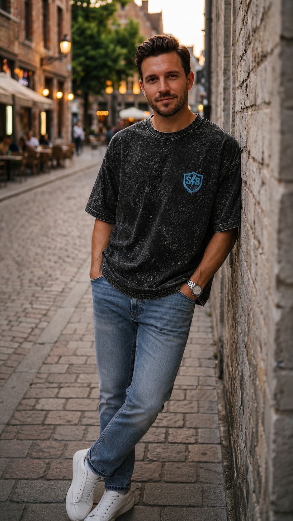 STASHBUDDY Storm Shield Acid Wash Oversized T-Shirt⭐