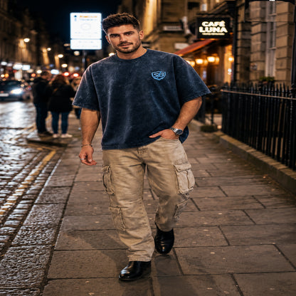 STASHBUDDY Aqua Shield Acid Wash Oversized T-Shirt⭐