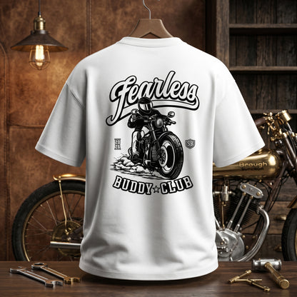 STASHBUDDY Fearless Buddy Club Oversized Graphic T-Shirt for Men & Women | Premium Cotton Streetwear Tee