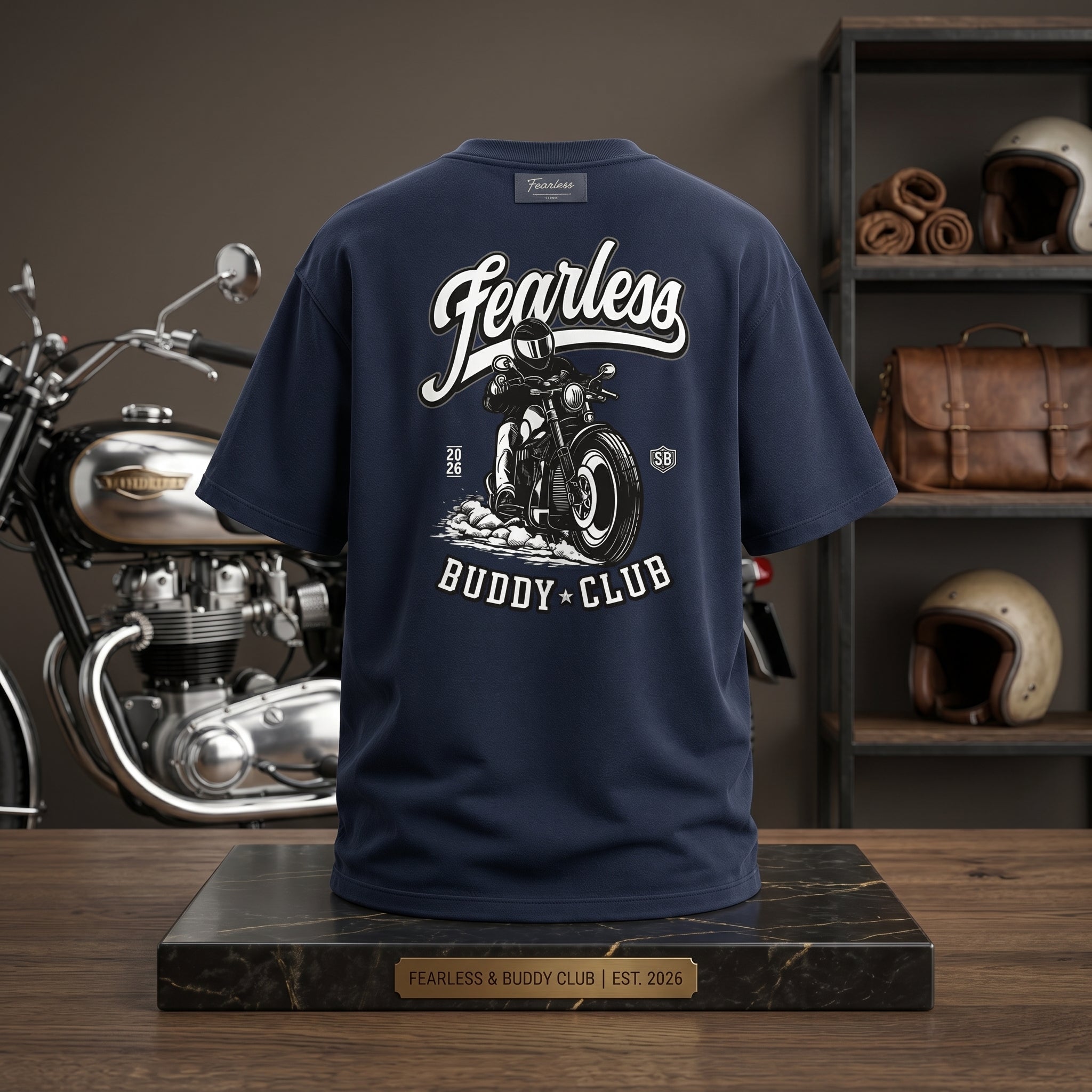 STASHBUDDY Fearless Buddy Club Oversized Graphic T-Shirt for Men & Women | Premium Cotton Streetwear Tee