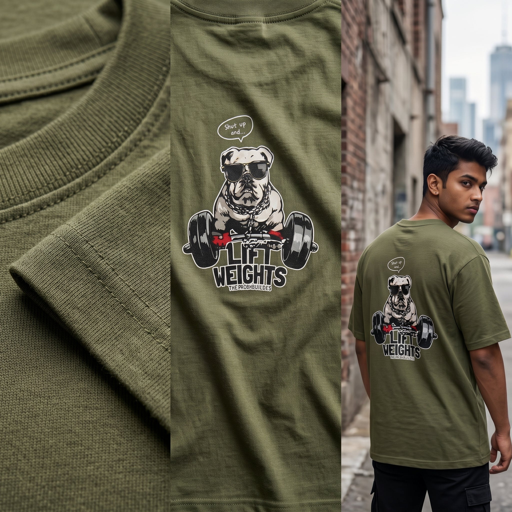 StashBuddy Lift Weights Bulldog Graphic T-Shirt | Unisex Gym & Streetwear Tee
