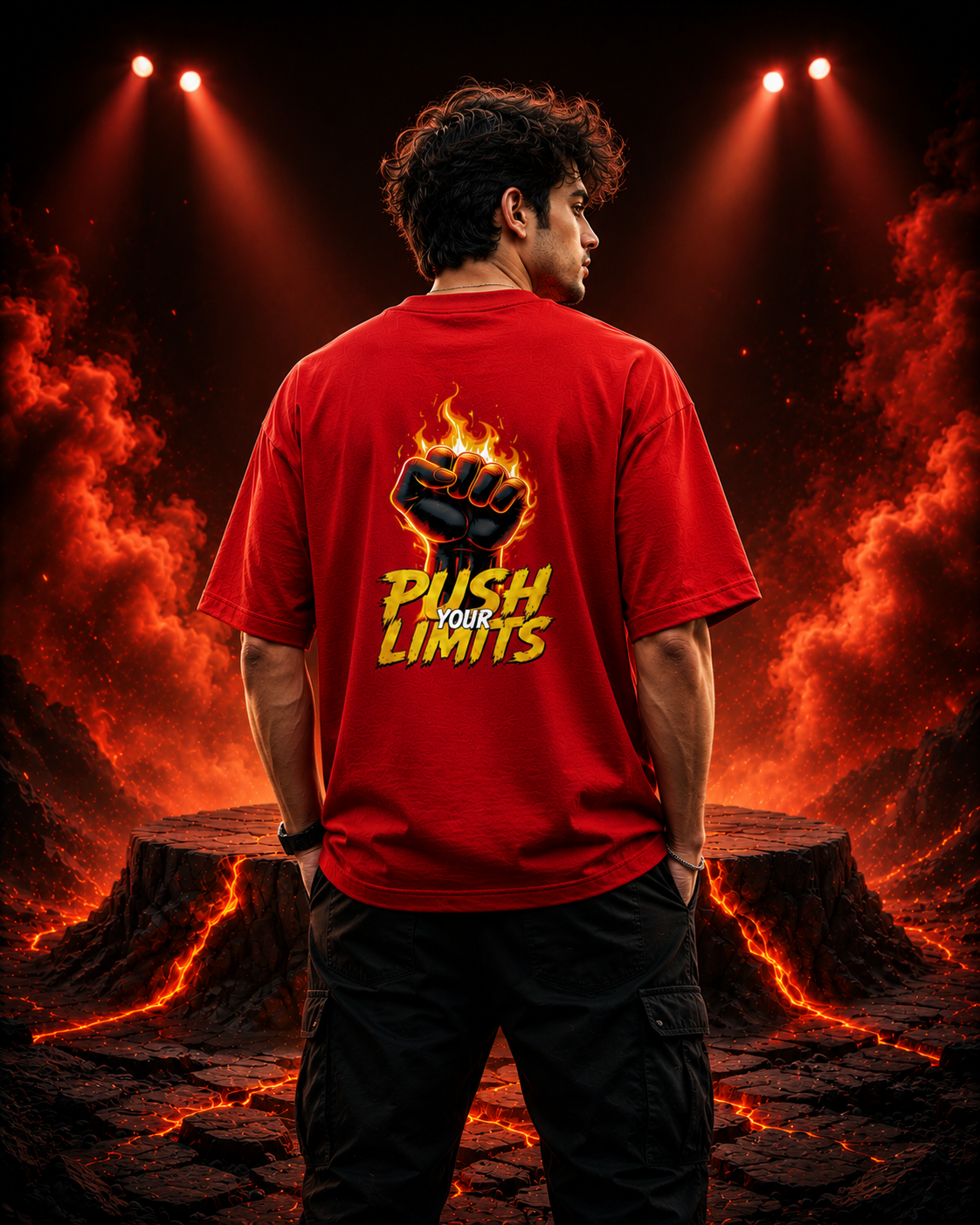 STASHBUDDY Inferno Fist Oversized Tee