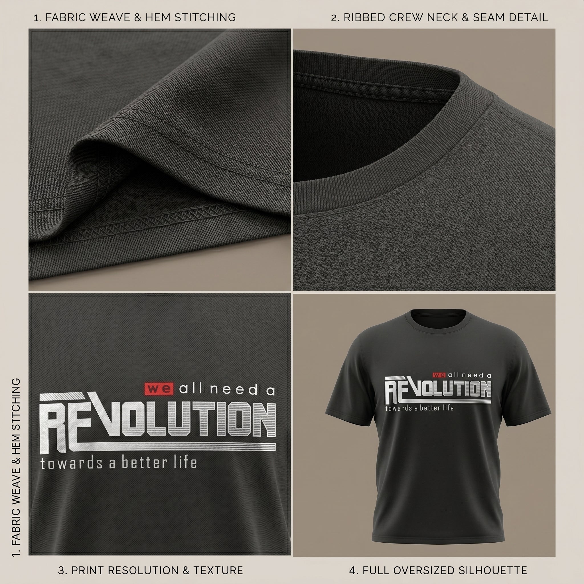 Revolution Graphic Oversized T-Shirt for Men & Women | Premium Unisex Streetwear Tee