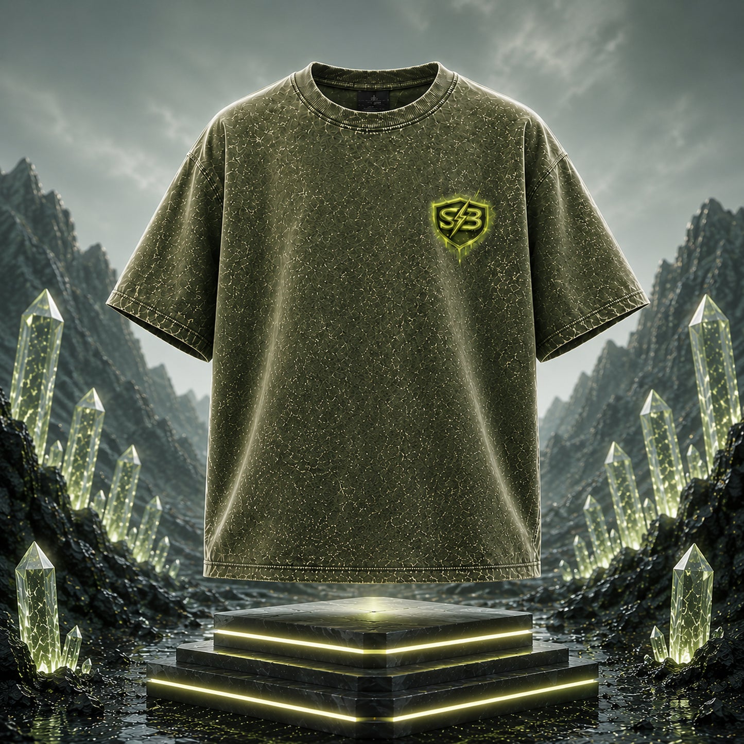 STASHBUDDY Sage Shield Acid Wash Oversized T-Shirt ⭐