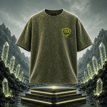 STASHBUDDY Sage Shield Acid Wash Oversized T-Shirt ⭐