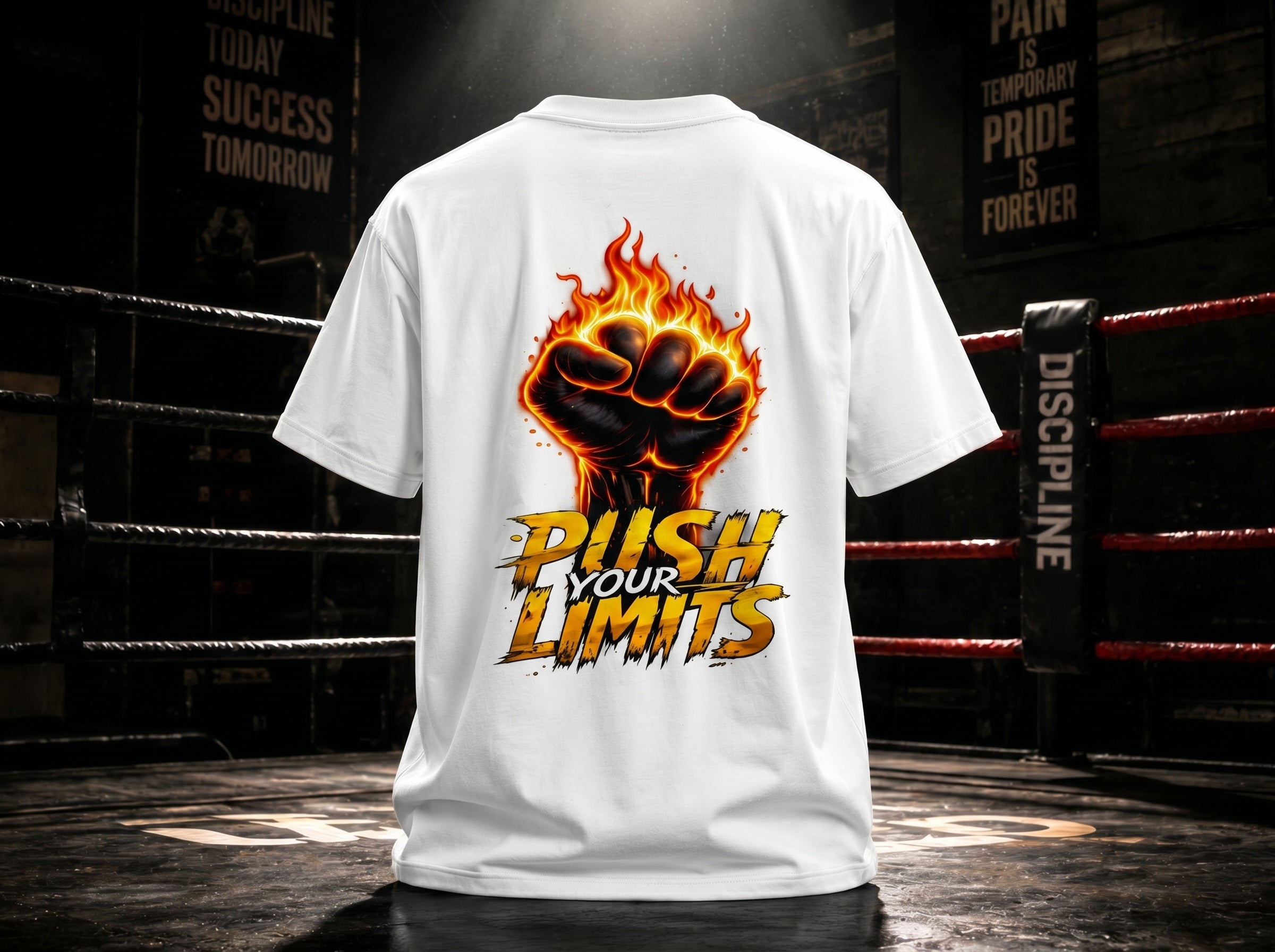 STASHBUDDY Push Your Limits Graphic T-Shirt | Motivational Gym Wear | Unisex Cotton Crew Neck Tee