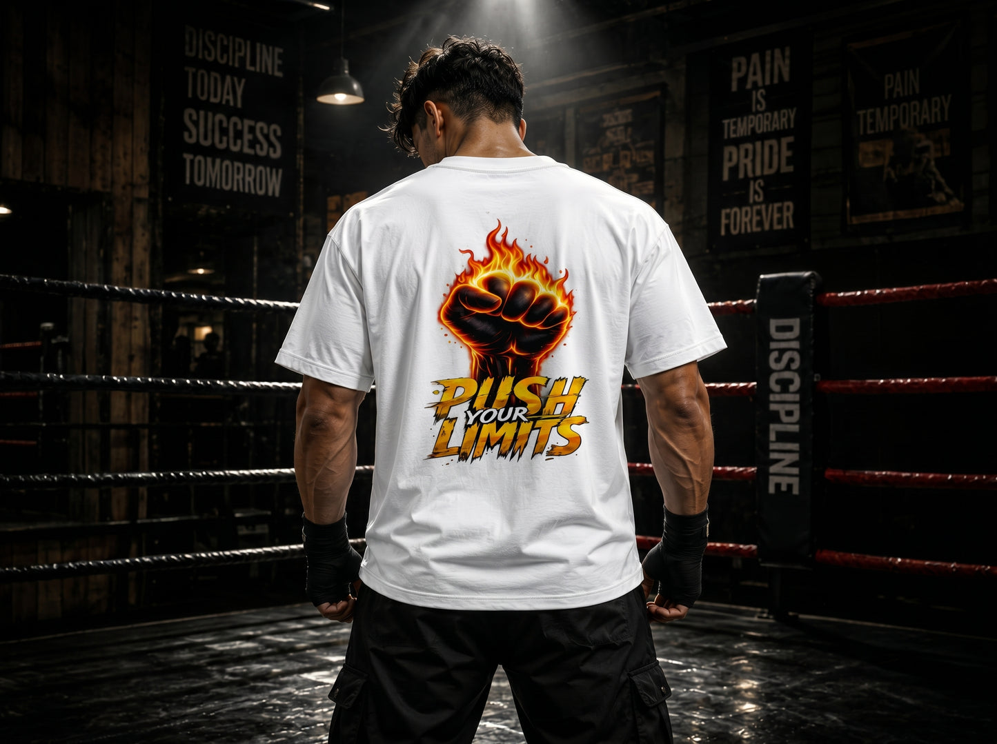 STASHBUDDY Push Your Limits Graphic T-Shirt | Motivational Gym Wear | Unisex Cotton Crew Neck Tee